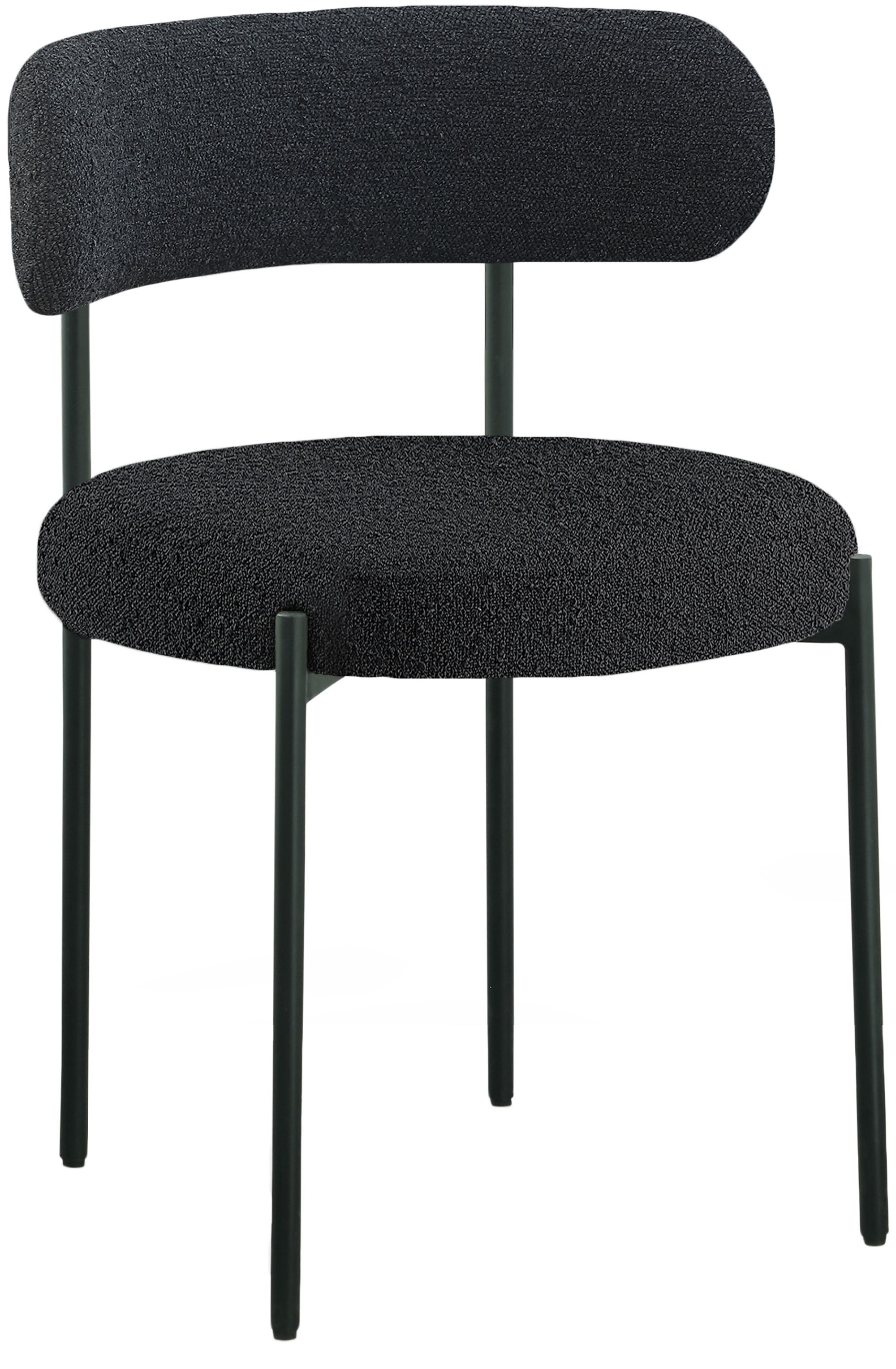 Beacon Boucle Fabric Dining Chair with Matte Black Metal Frame