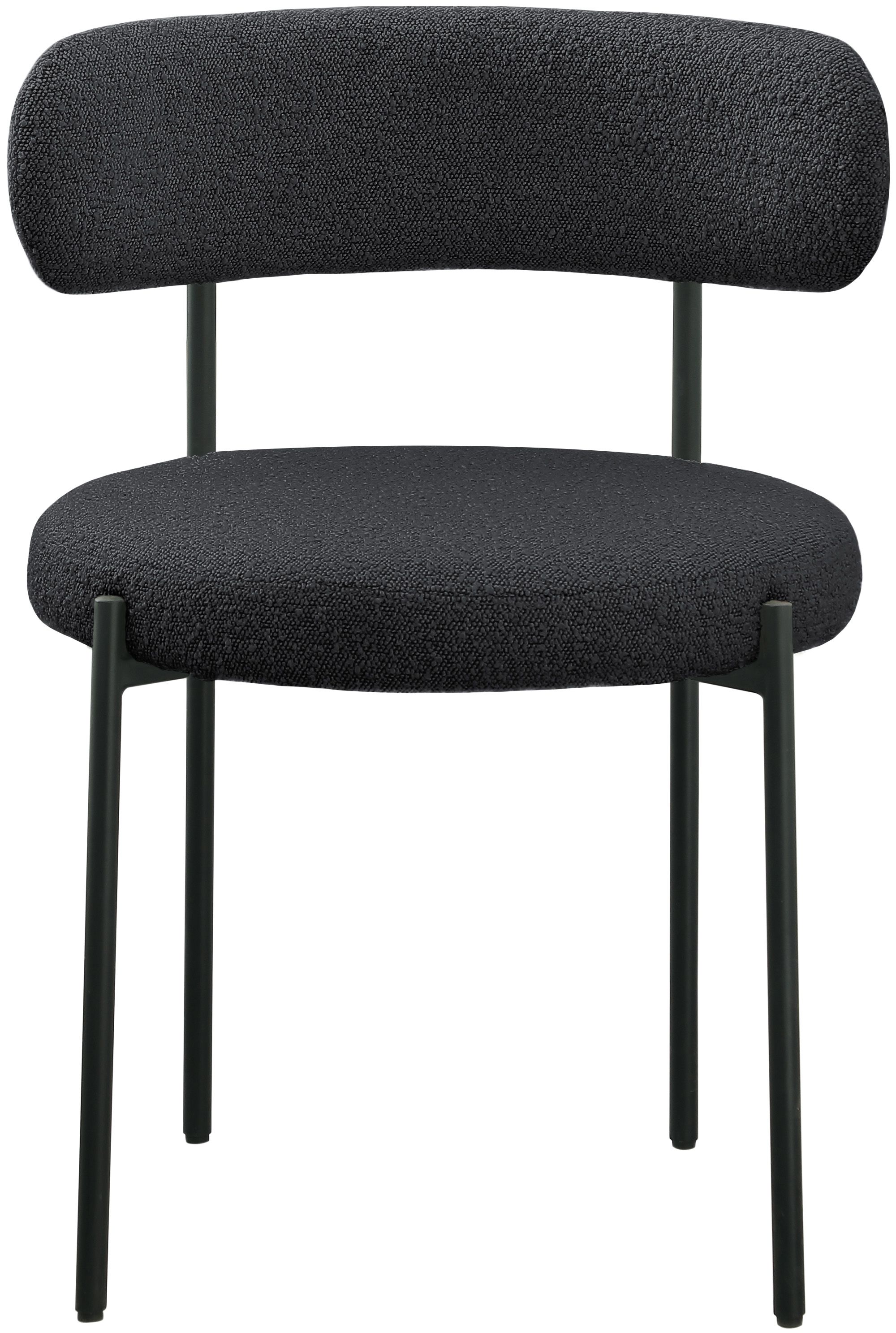 Beacon Boucle Fabric Dining Chair with Matte Black Metal Frame