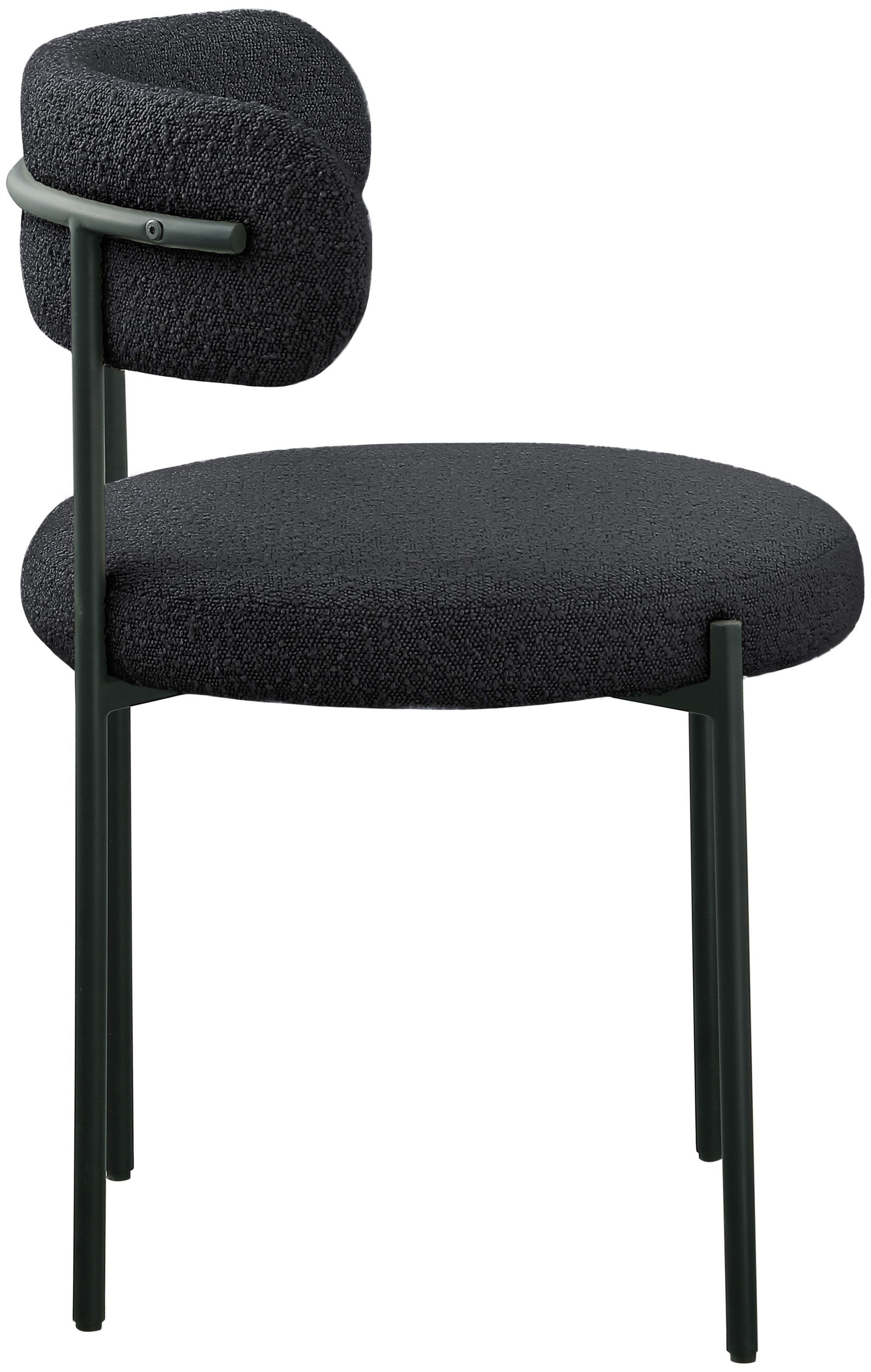 Beacon Boucle Fabric Dining Chair with Matte Black Metal Frame