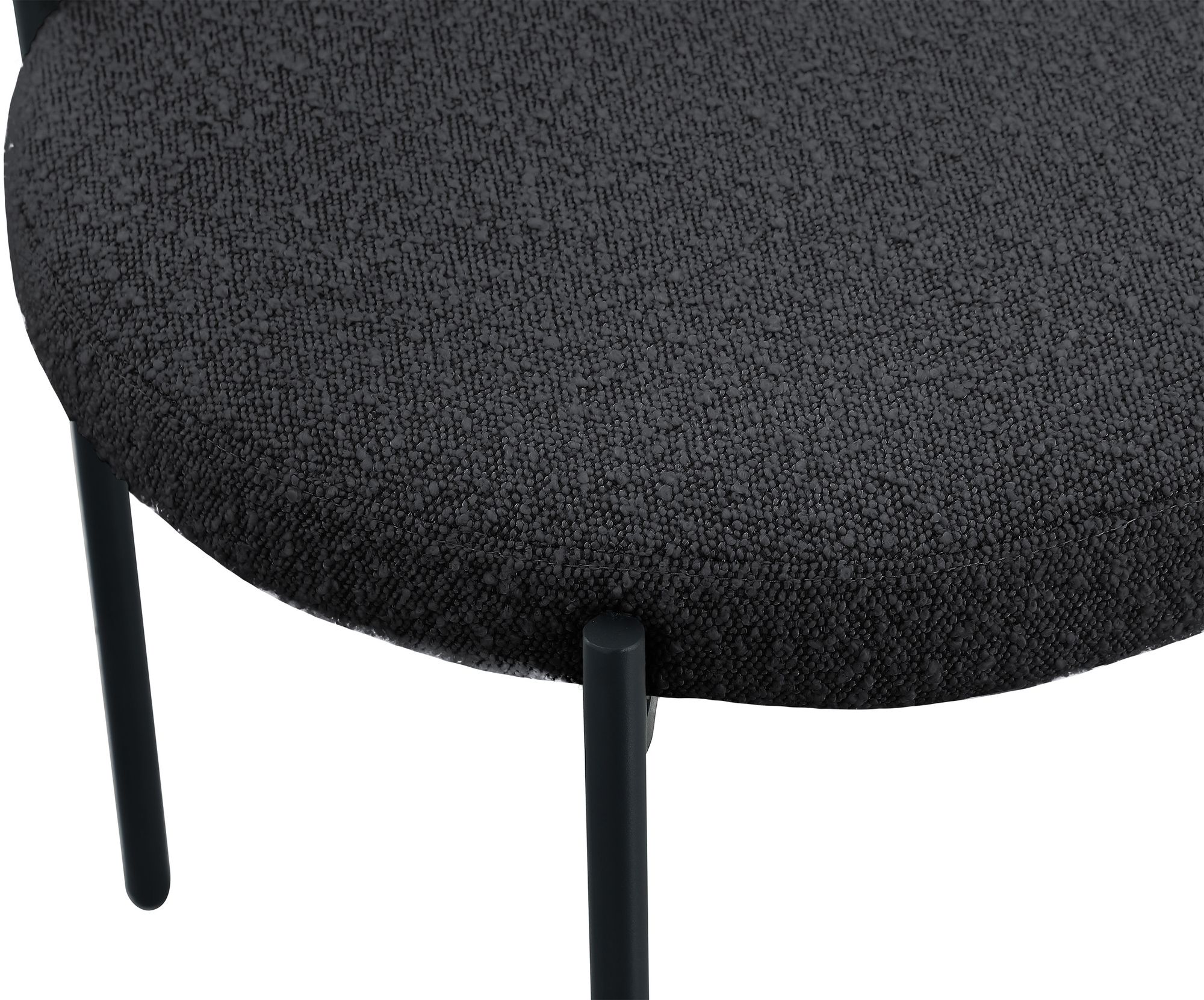 Beacon Boucle Fabric Dining Chair with Matte Black Metal Frame