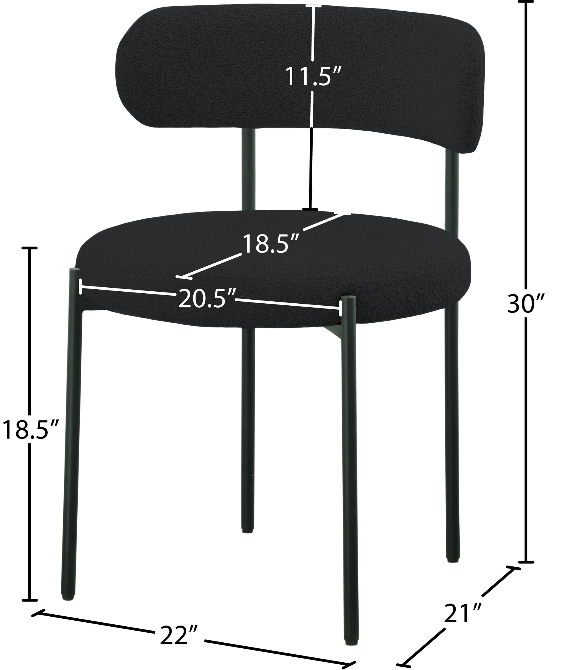Beacon Boucle Fabric Dining Chair with Matte Black Metal Frame