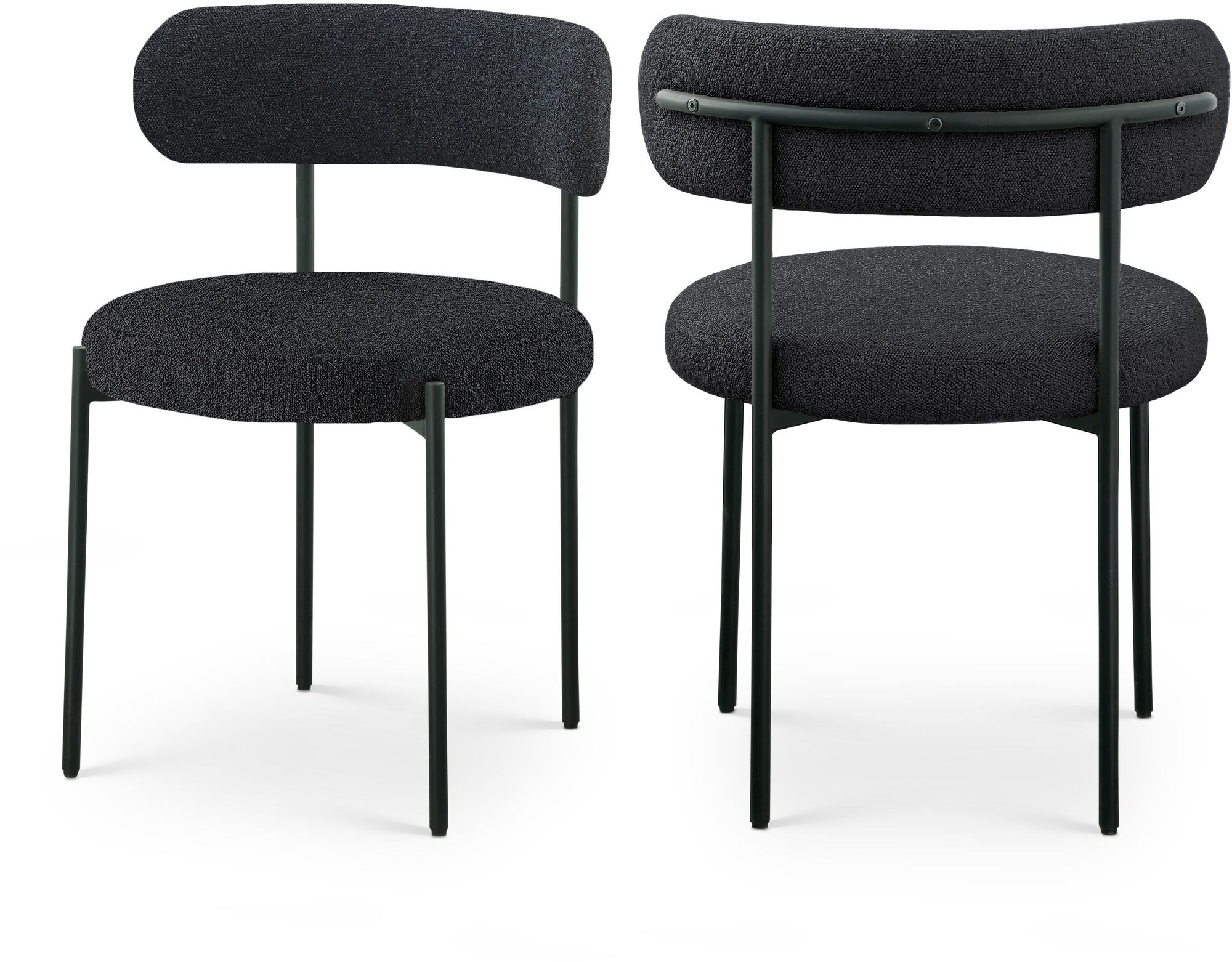Beacon Boucle Fabric Dining Chair with Metal Frame