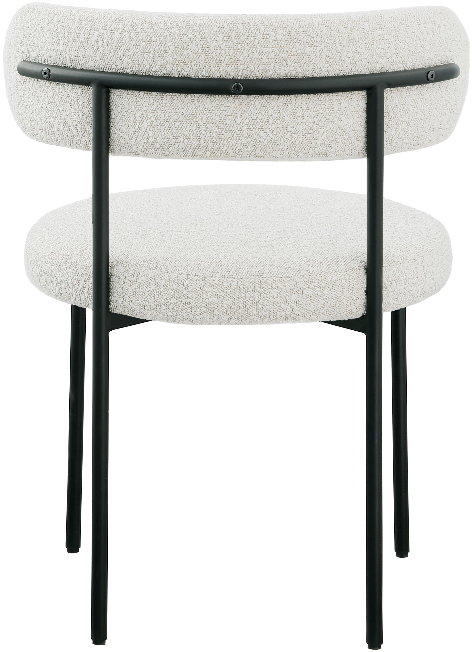 Beacon Boucle Fabric Dining Chair with Matte Black Metal Frame