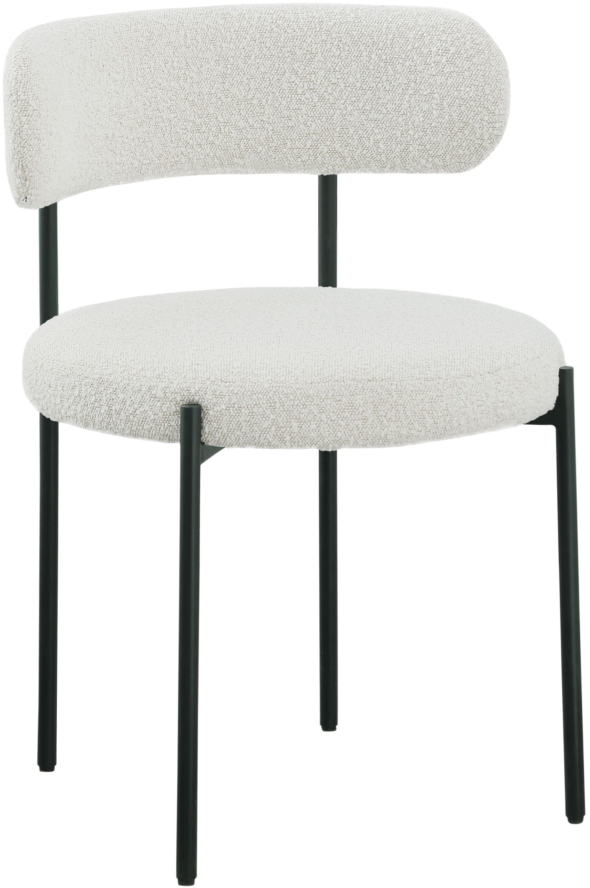 Beacon Boucle Fabric Dining Chair with Matte Black Metal Frame