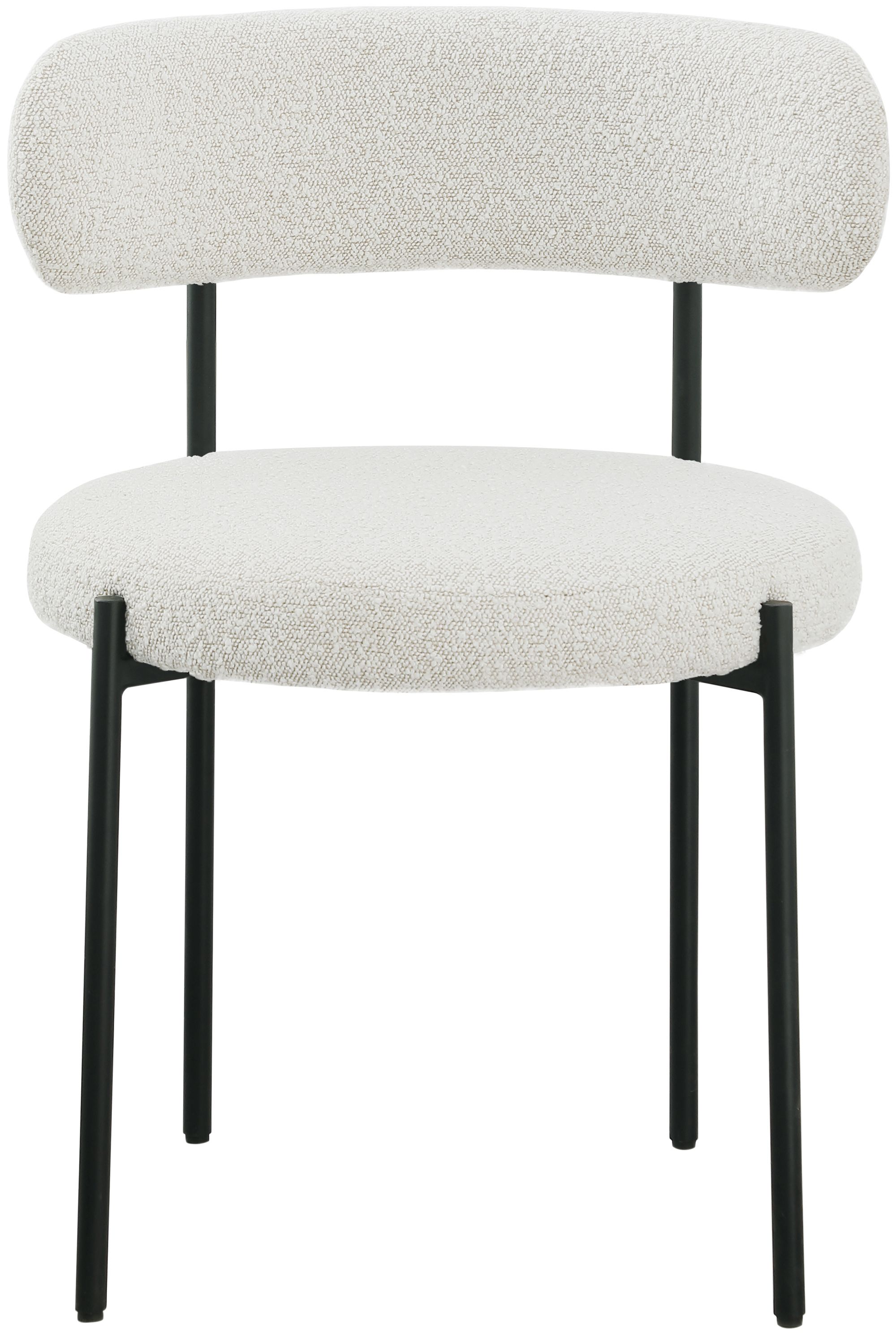 Beacon Boucle Fabric Dining Chair with Matte Black Metal Frame