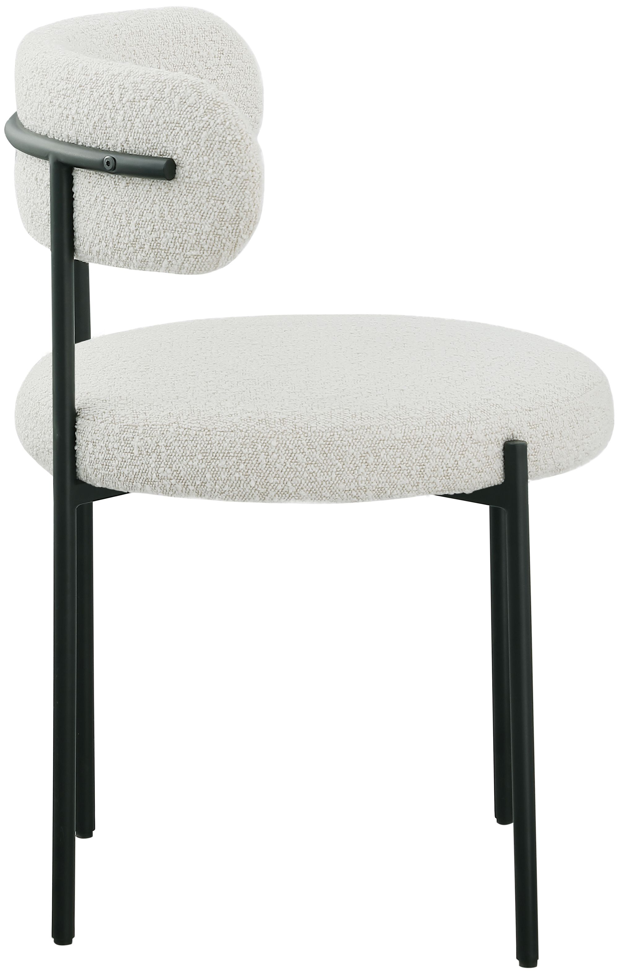 Beacon Boucle Fabric Dining Chair with Matte Black Metal Frame