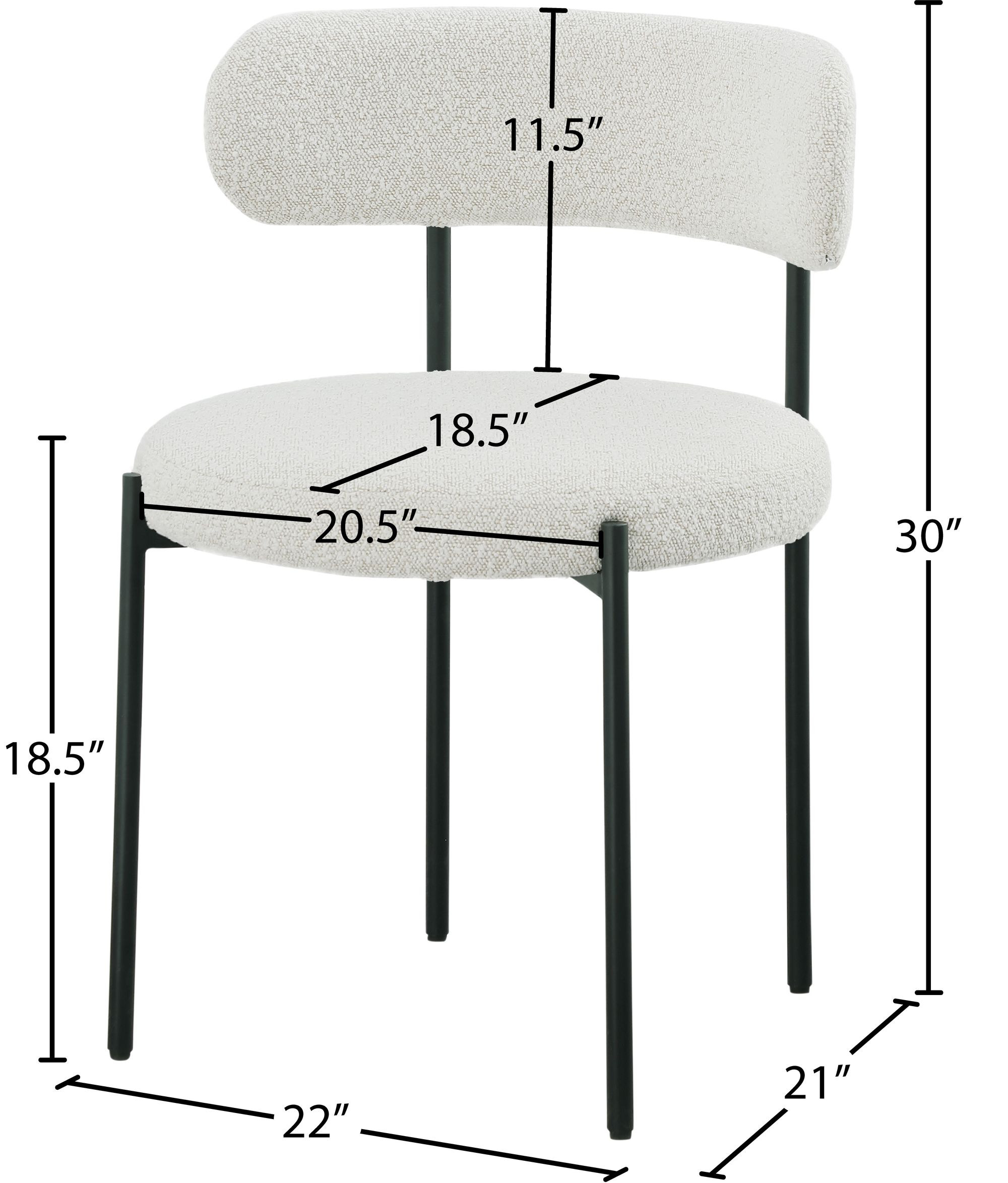 Beacon Boucle Fabric Dining Chair with Matte Black Metal Frame