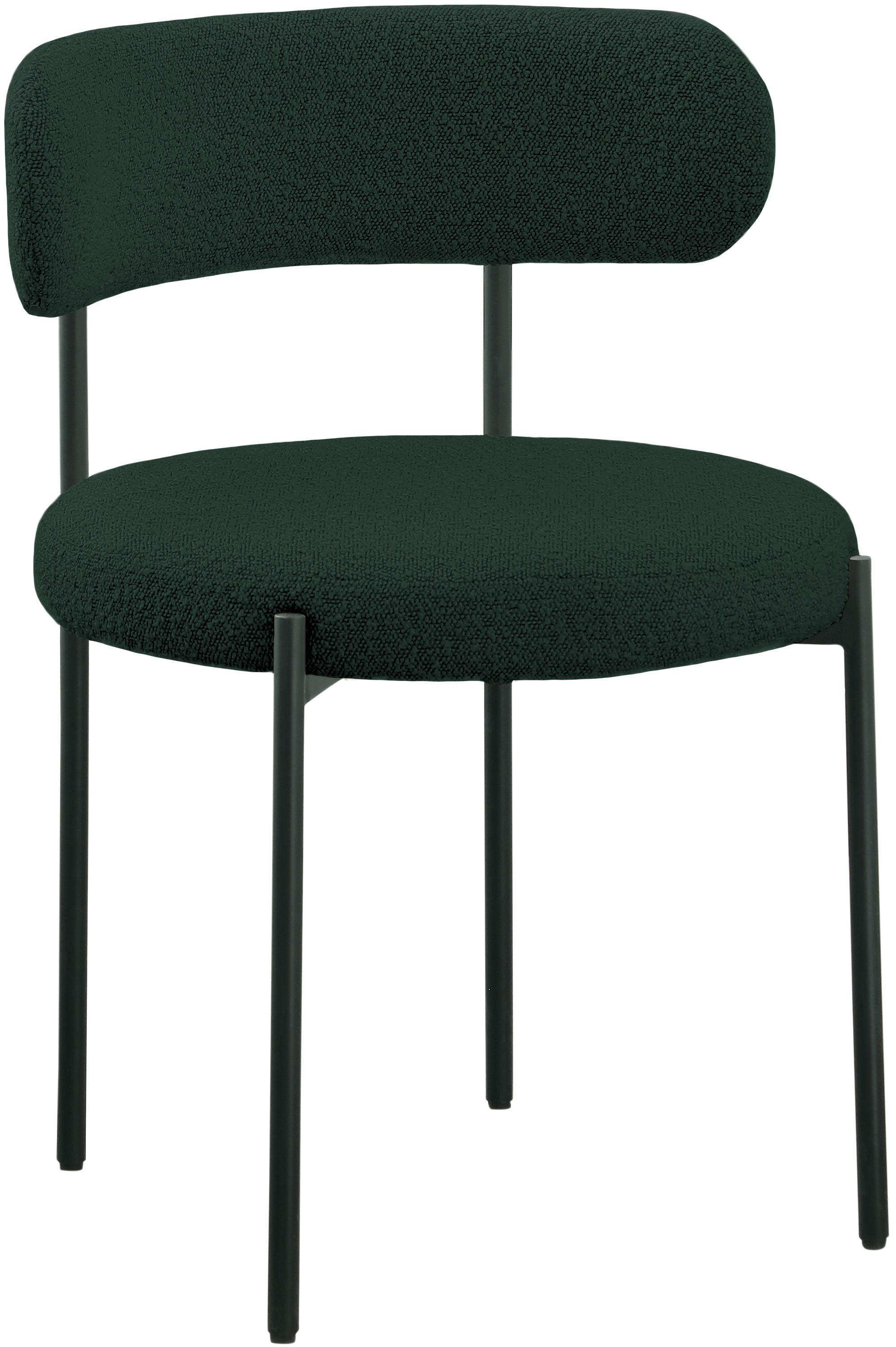 Beacon Boucle Fabric Dining Chair with Matte Black Metal Frame