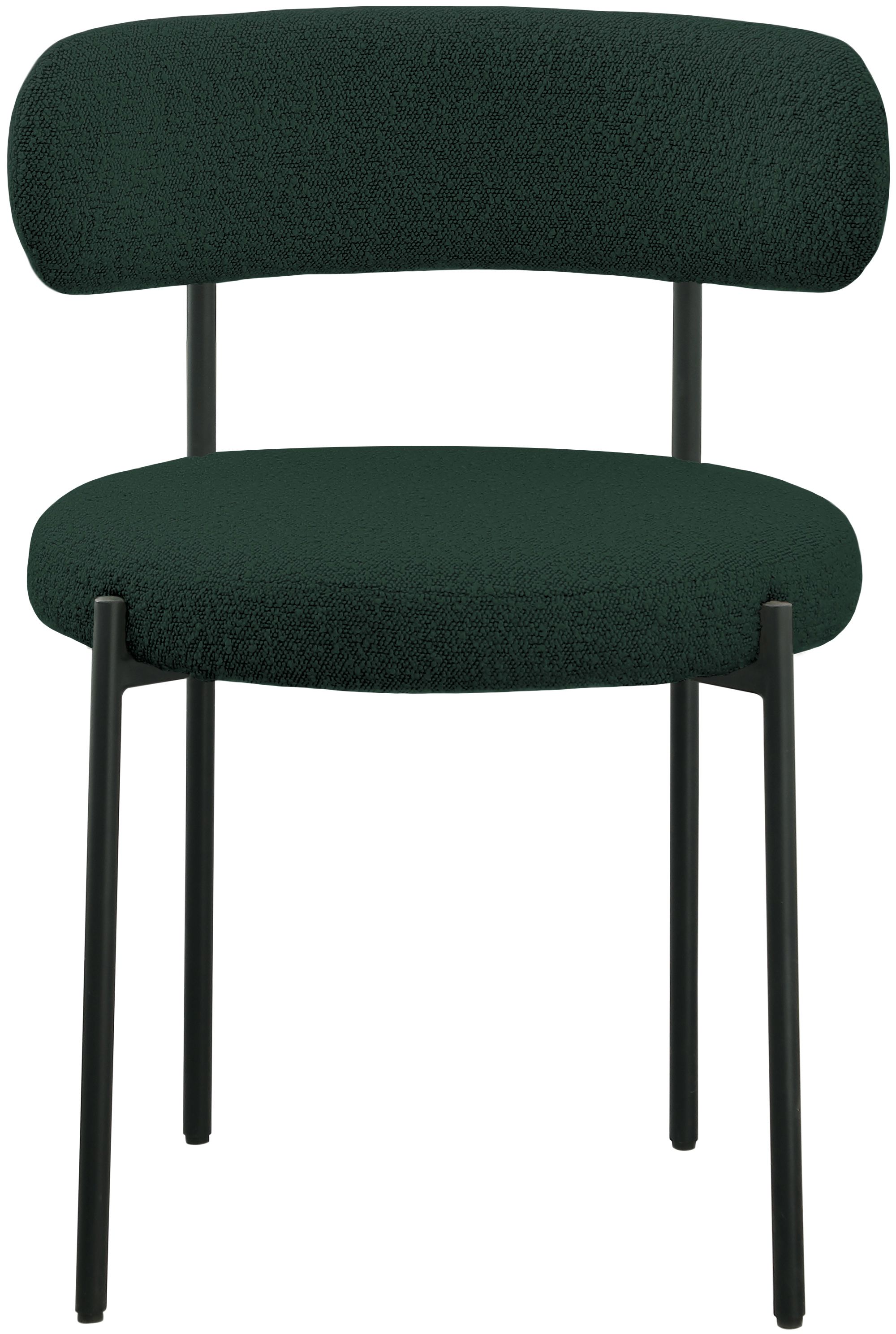 Beacon Boucle Fabric Dining Chair with Matte Black Metal Frame