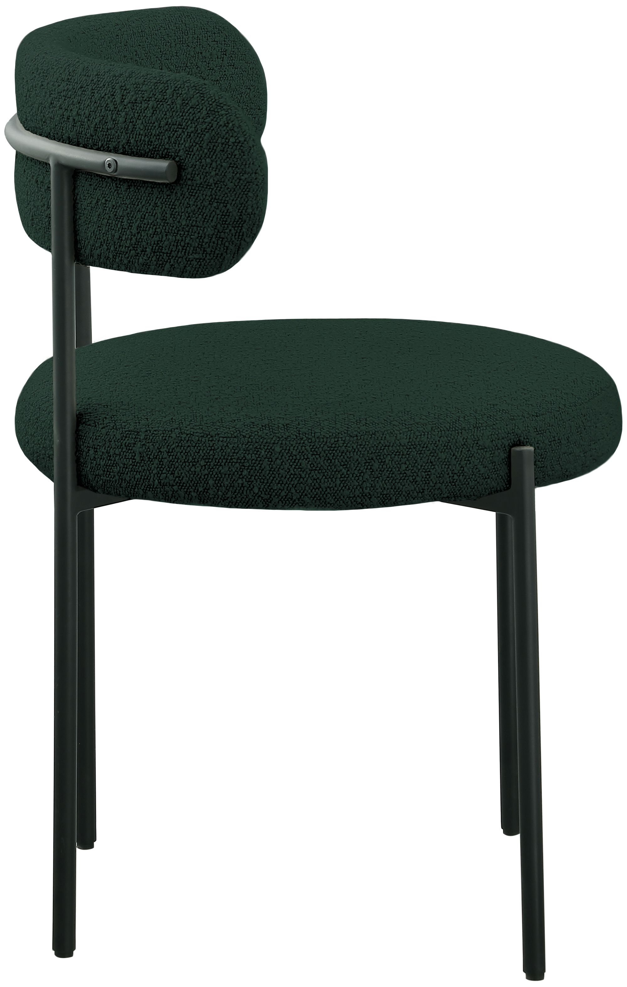 Beacon Boucle Fabric Dining Chair with Matte Black Metal Frame