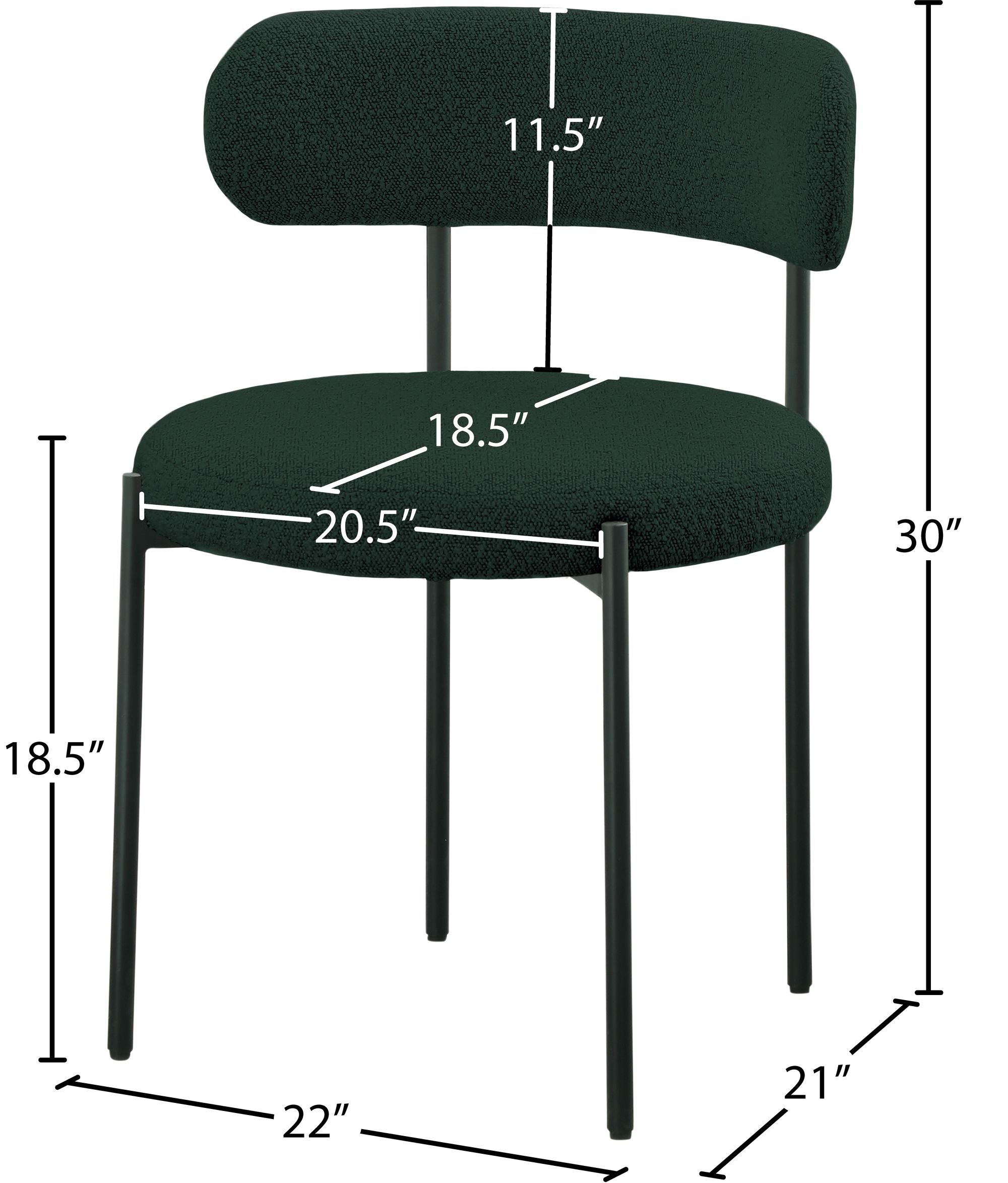 Beacon Boucle Fabric Dining Chair with Matte Black Metal Frame