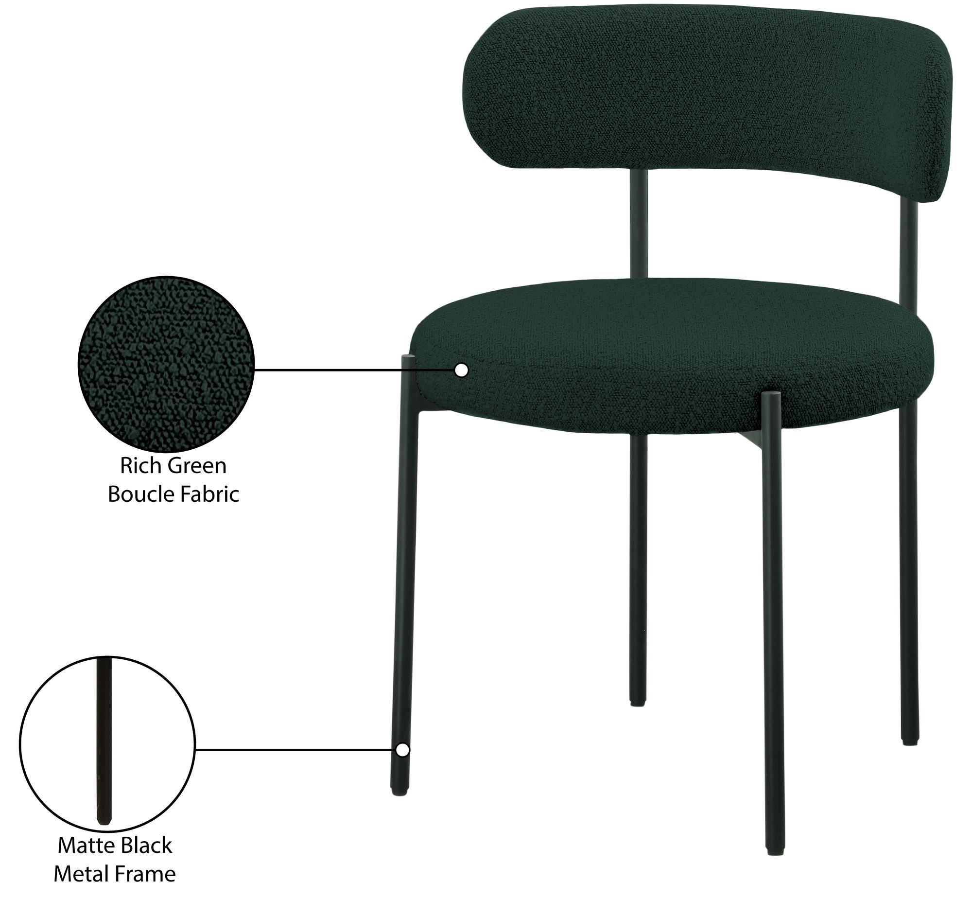 Beacon Boucle Fabric Dining Chair with Matte Black Metal Frame