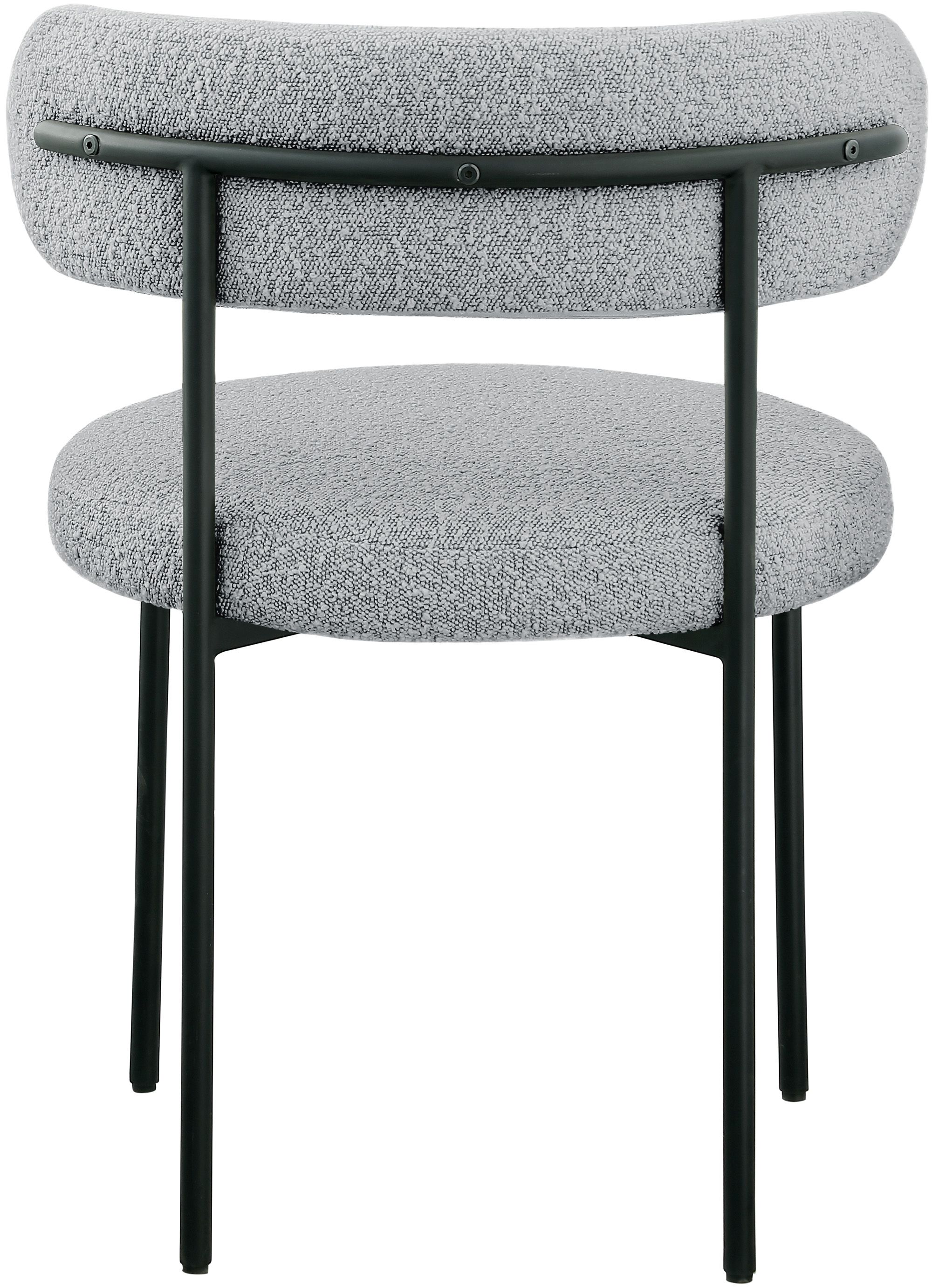 Beacon Boucle Fabric Dining Chair with Matte Black Metal Frame