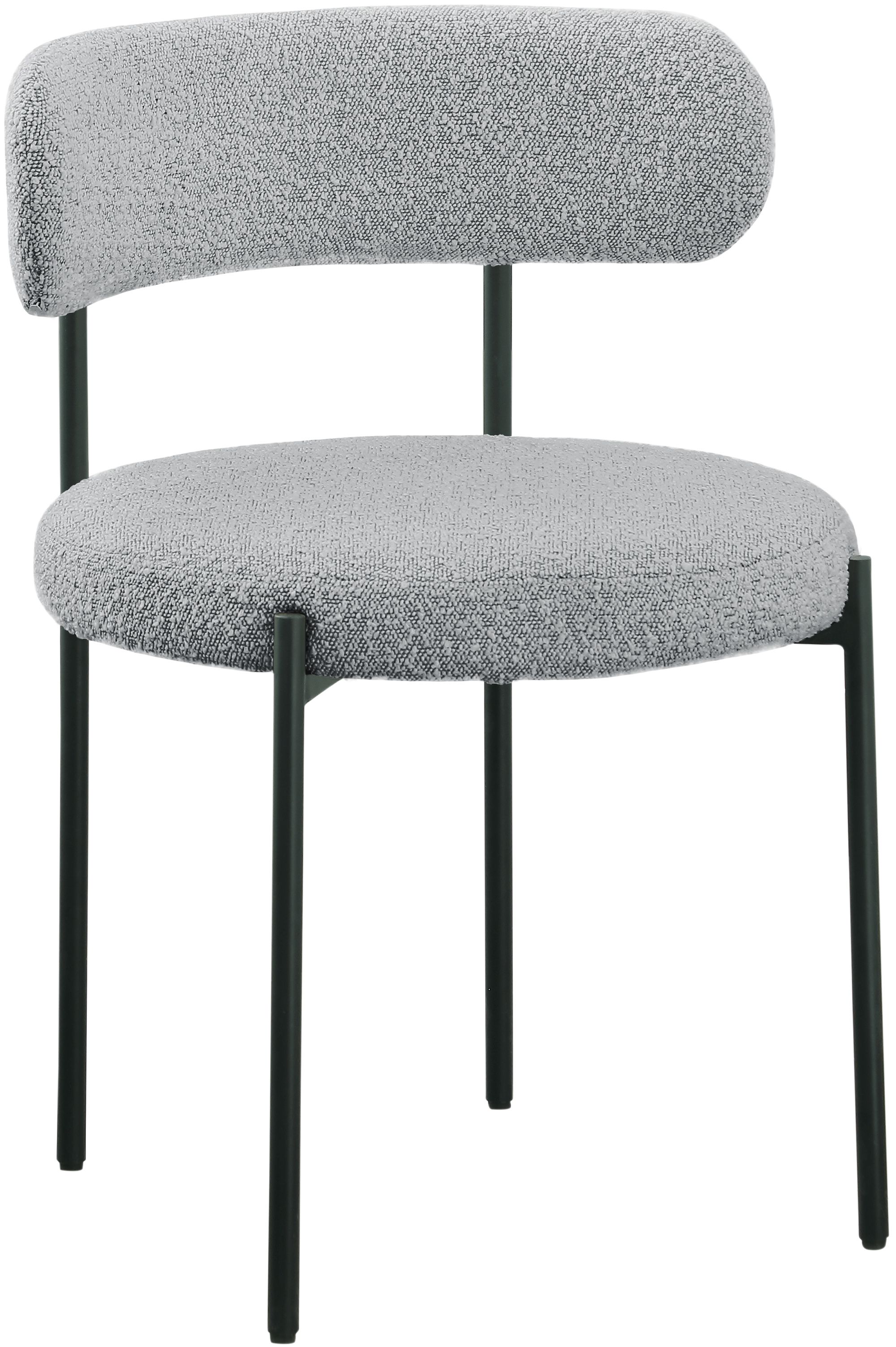 Beacon Boucle Fabric Dining Chair with Matte Black Metal Frame