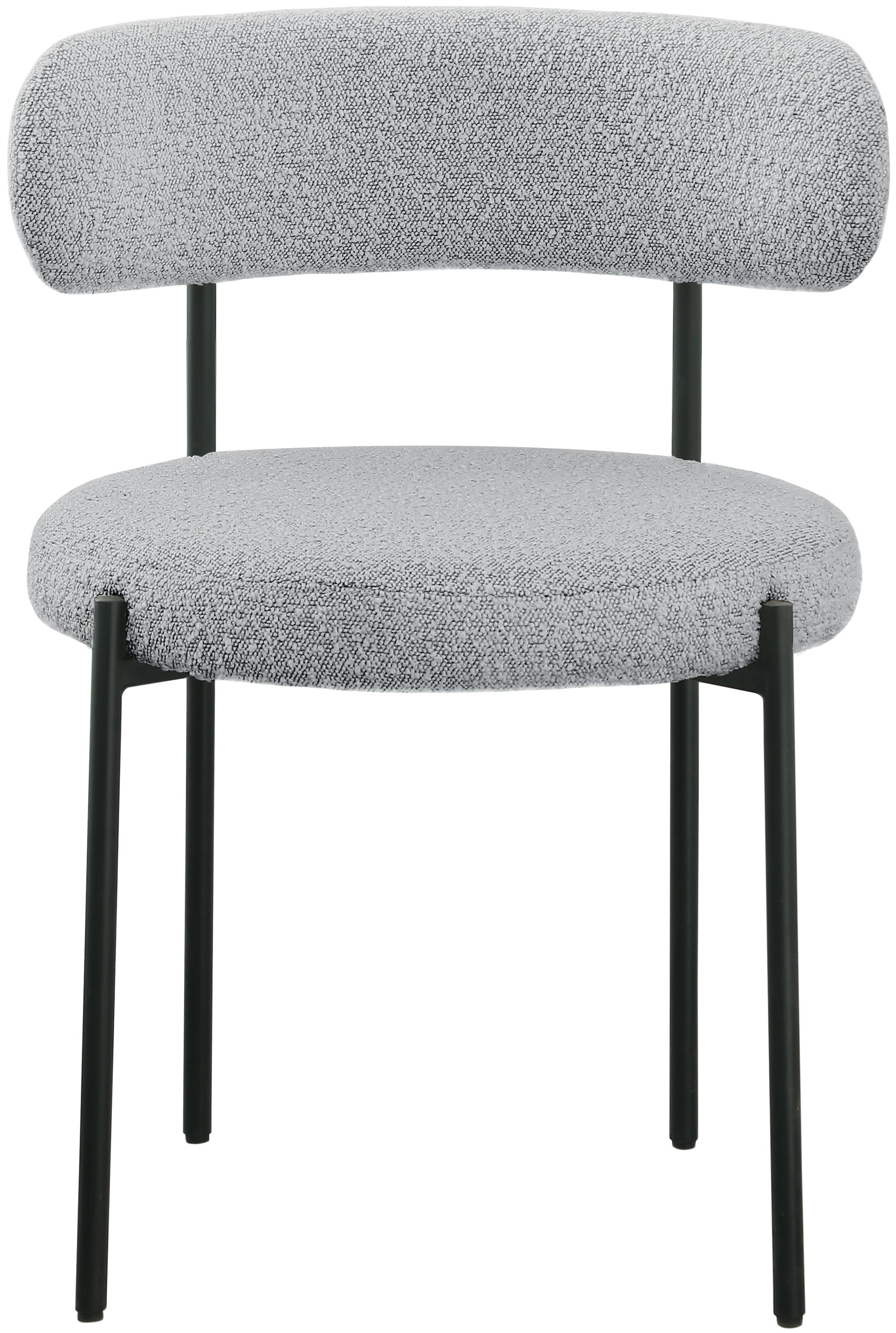 Beacon Boucle Fabric Dining Chair with Matte Black Metal Frame