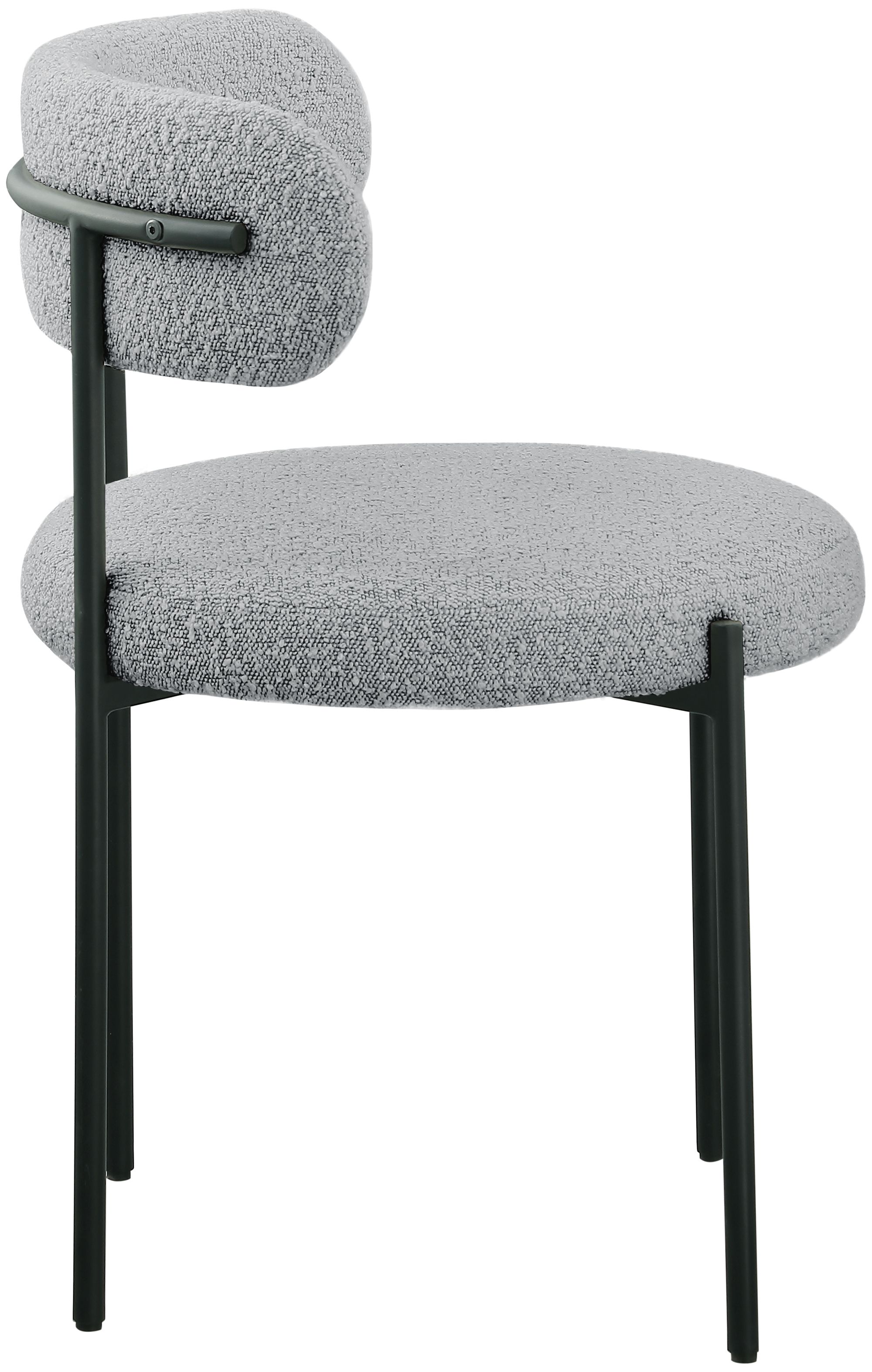 Beacon Boucle Fabric Dining Chair with Matte Black Metal Frame