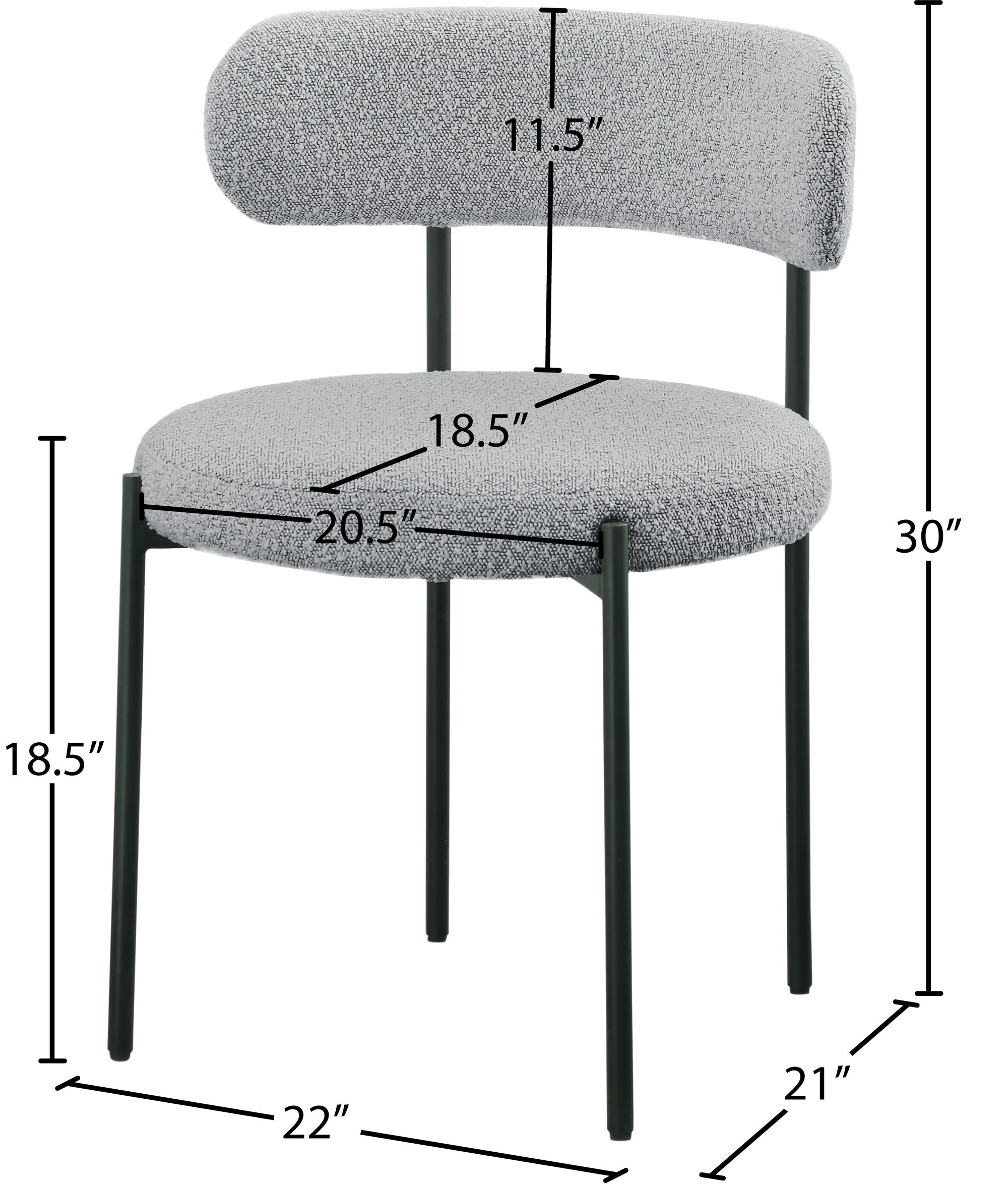 Beacon Boucle Fabric Dining Chair with Matte Black Metal Frame