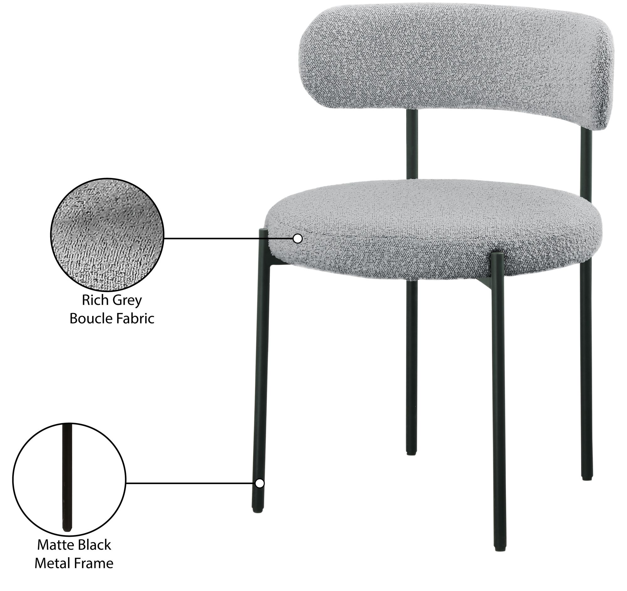 Beacon Boucle Fabric Dining Chair with Matte Black Metal Frame