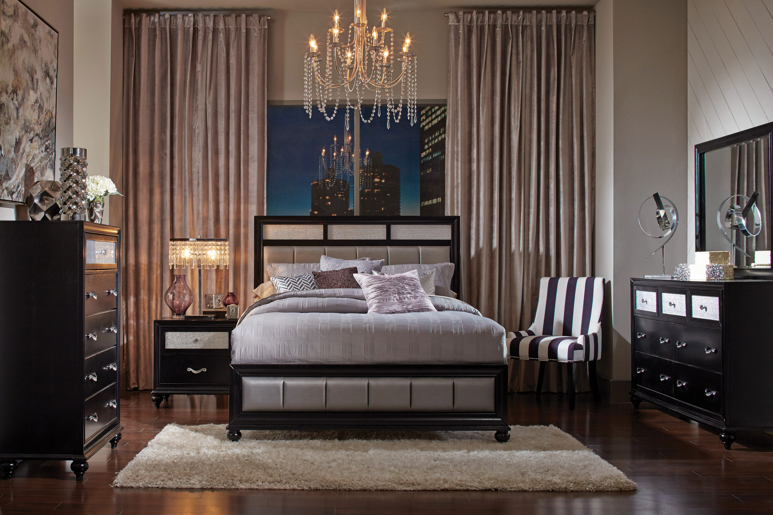 Barzini Leatherette/Wood Panel Bedroom Set