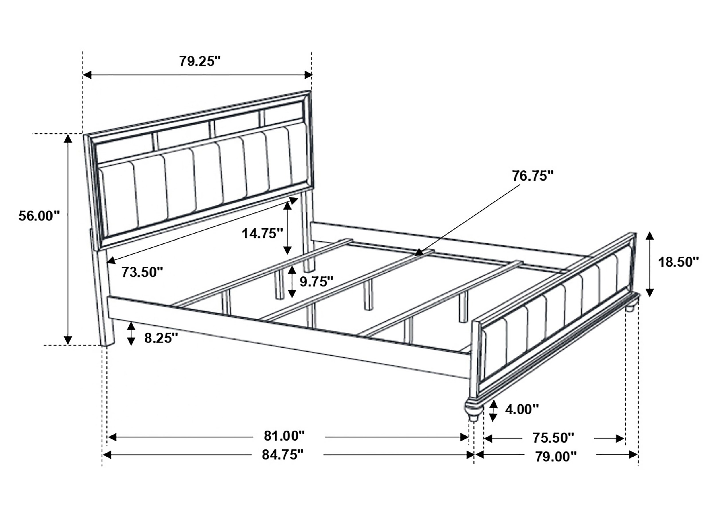 Barzini Leatherette/Wood Panel Bed, Eastern King Size
