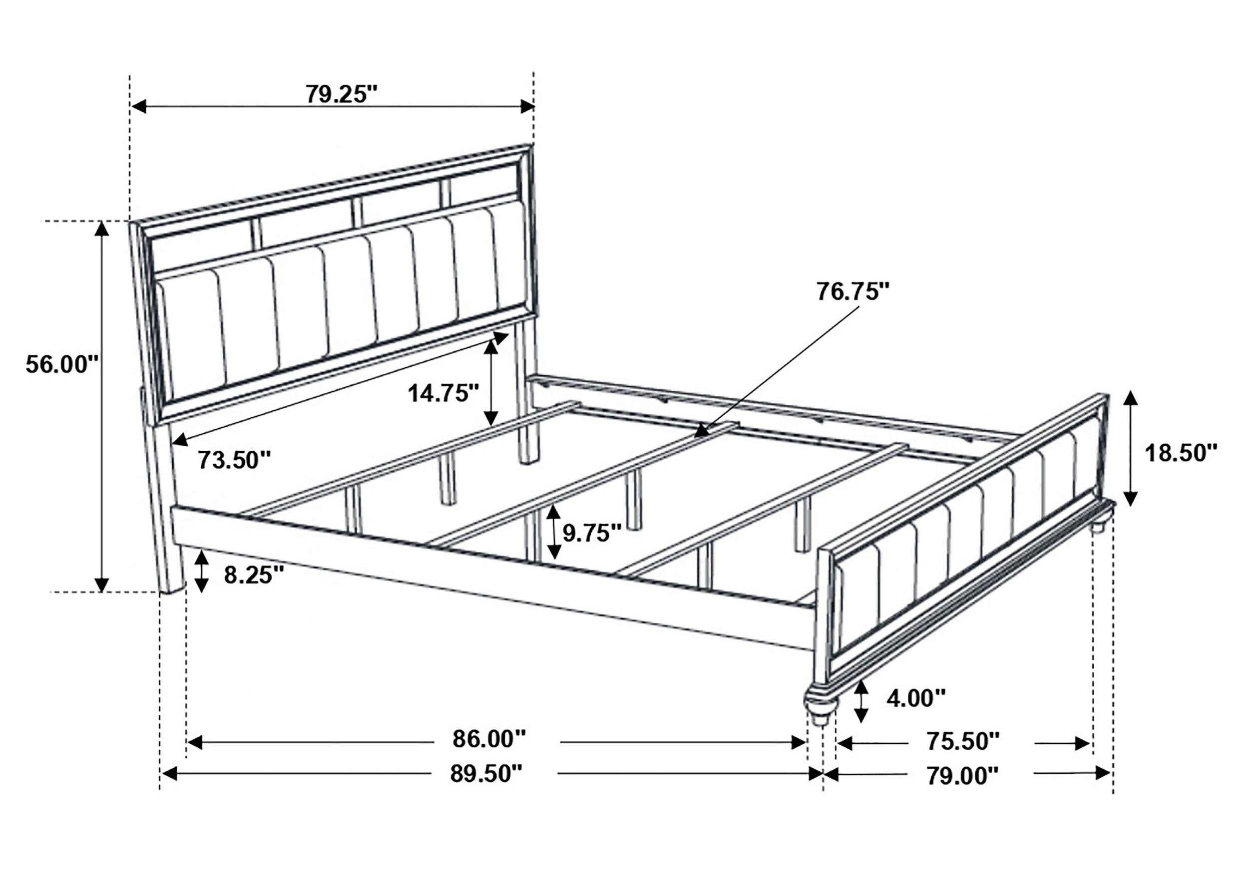 Barzini Leatherette/Wood Panel Bed, California King Size
