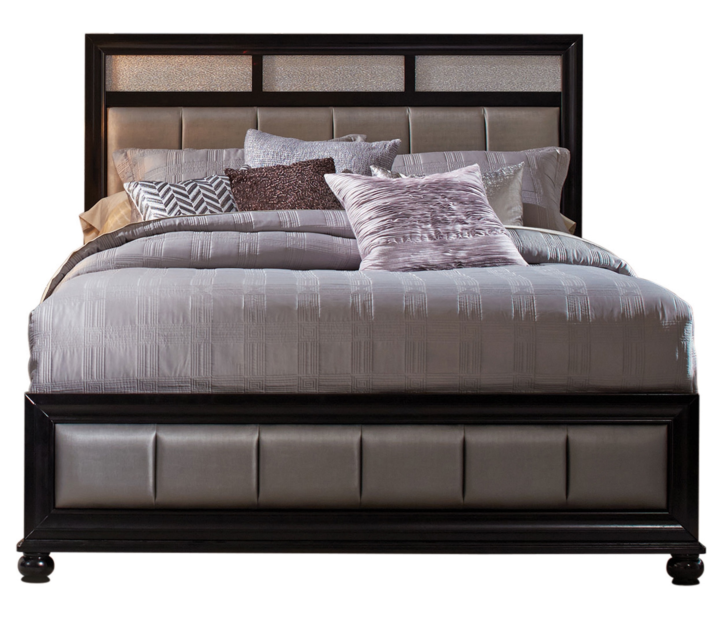 Barzini Leatherette/Wood Panel Bed, California King Size