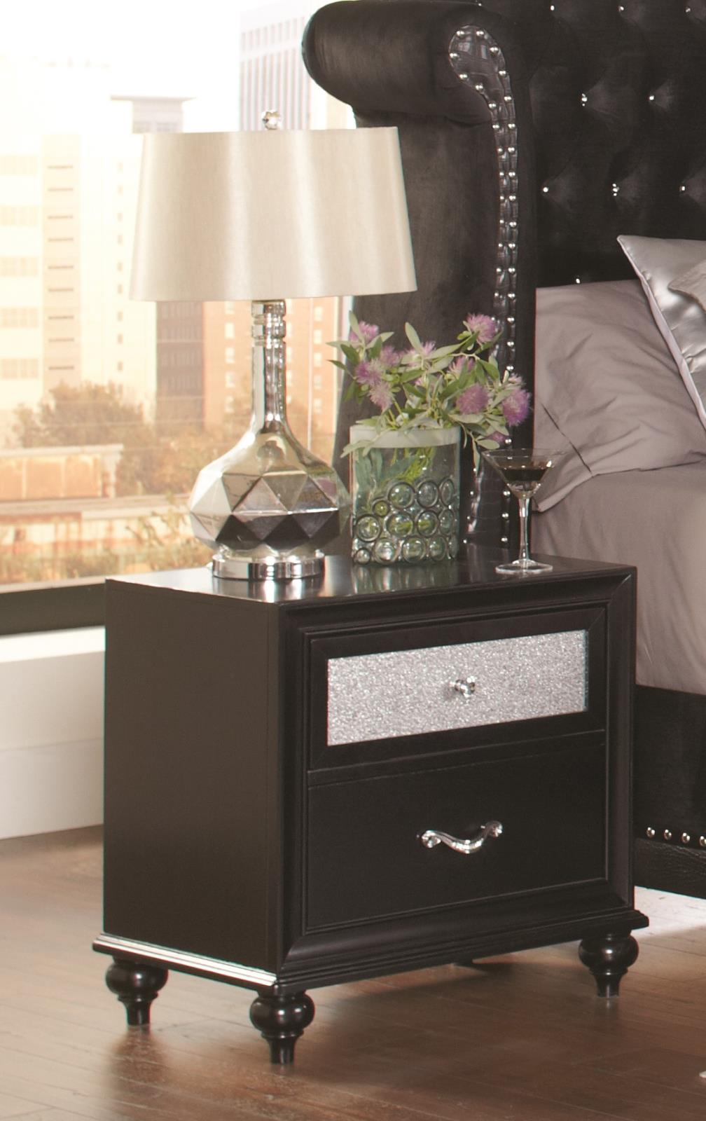 Barzini Wood/Acrylic Nightstand w/2 Drawers