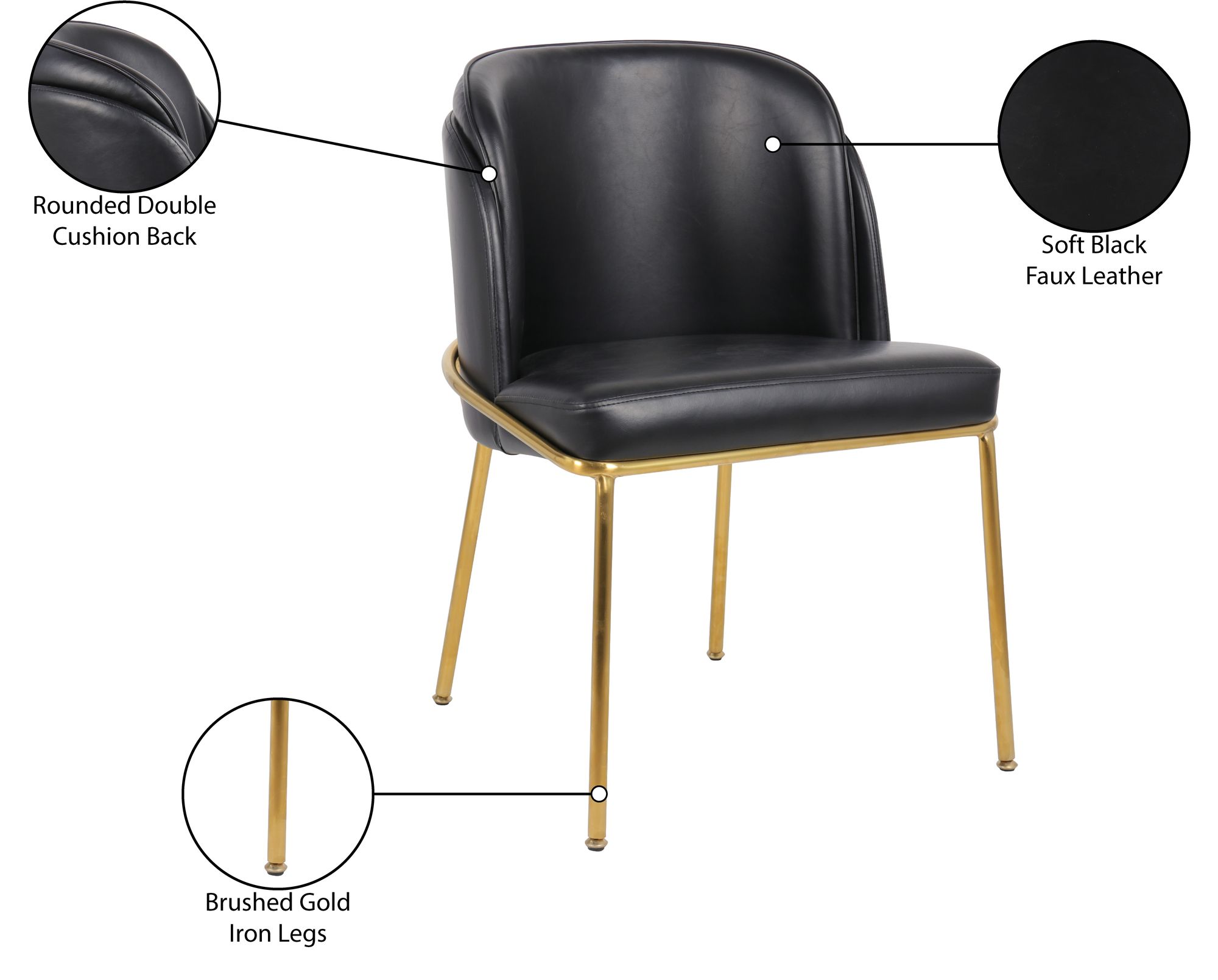 Jagger Faux Leather Dining Chair with Brushed Gold Iron Legs