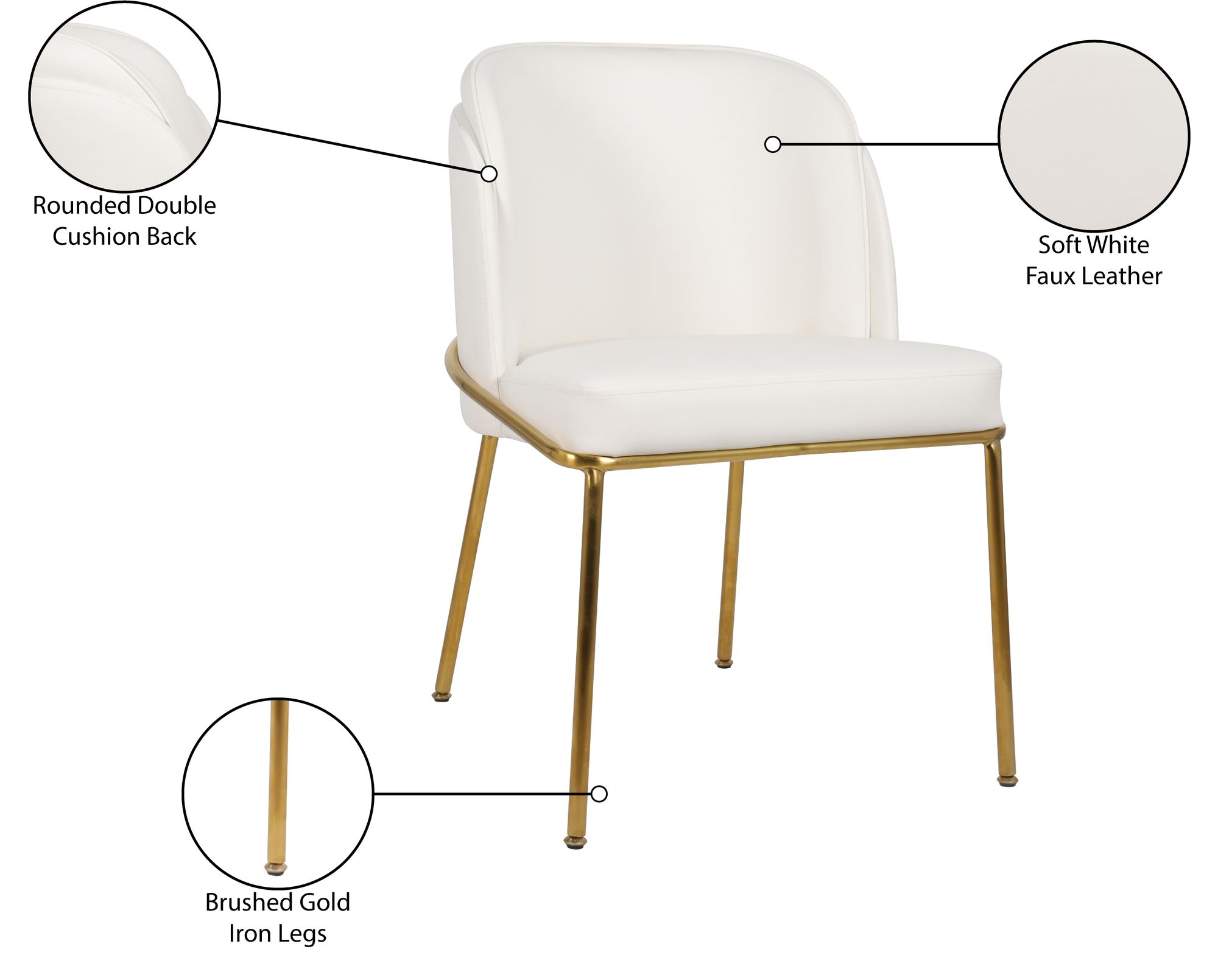 Jagger Faux Leather Dining Chair with Brushed Gold Iron Legs