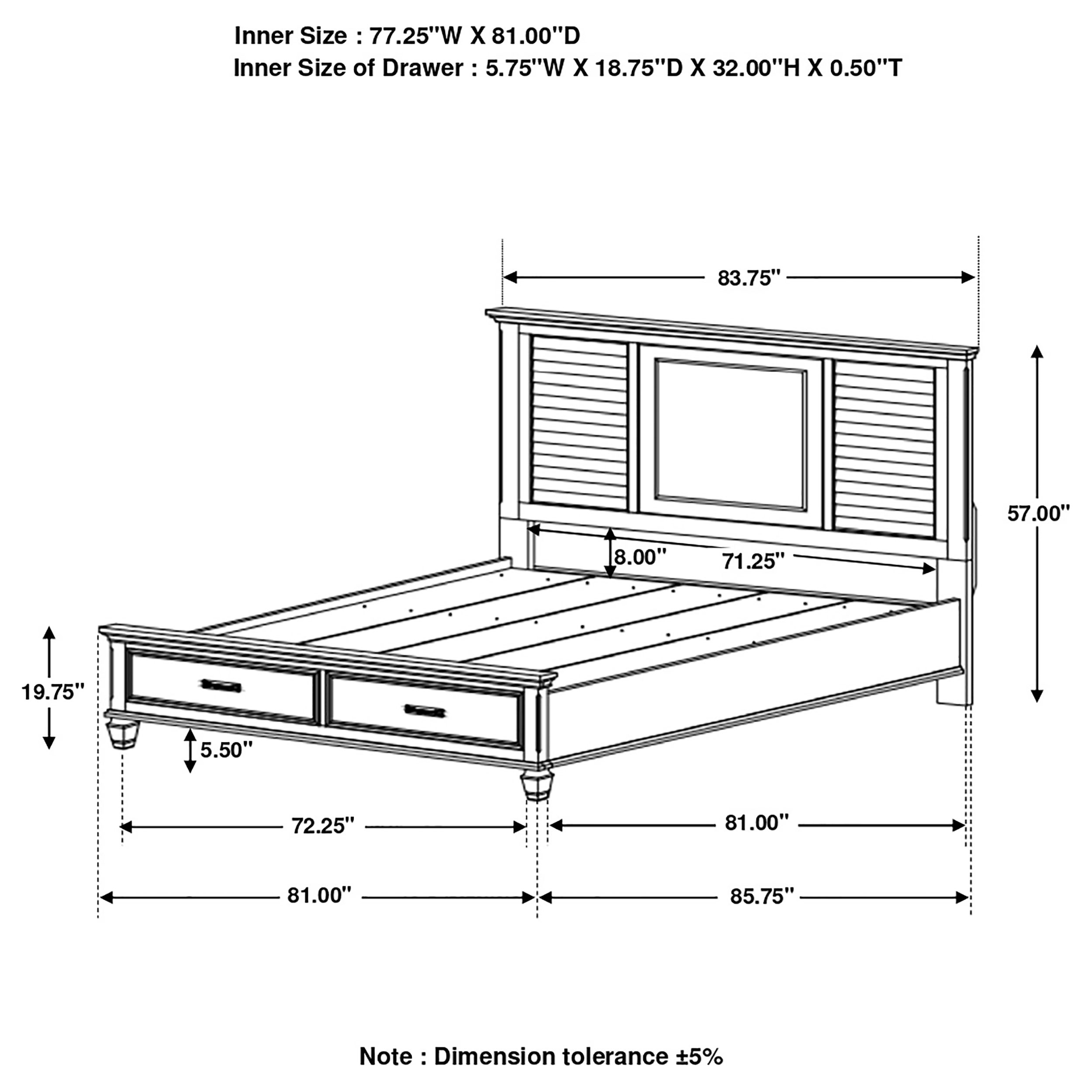 Franco Wood Storage Bed, Eastern King Size