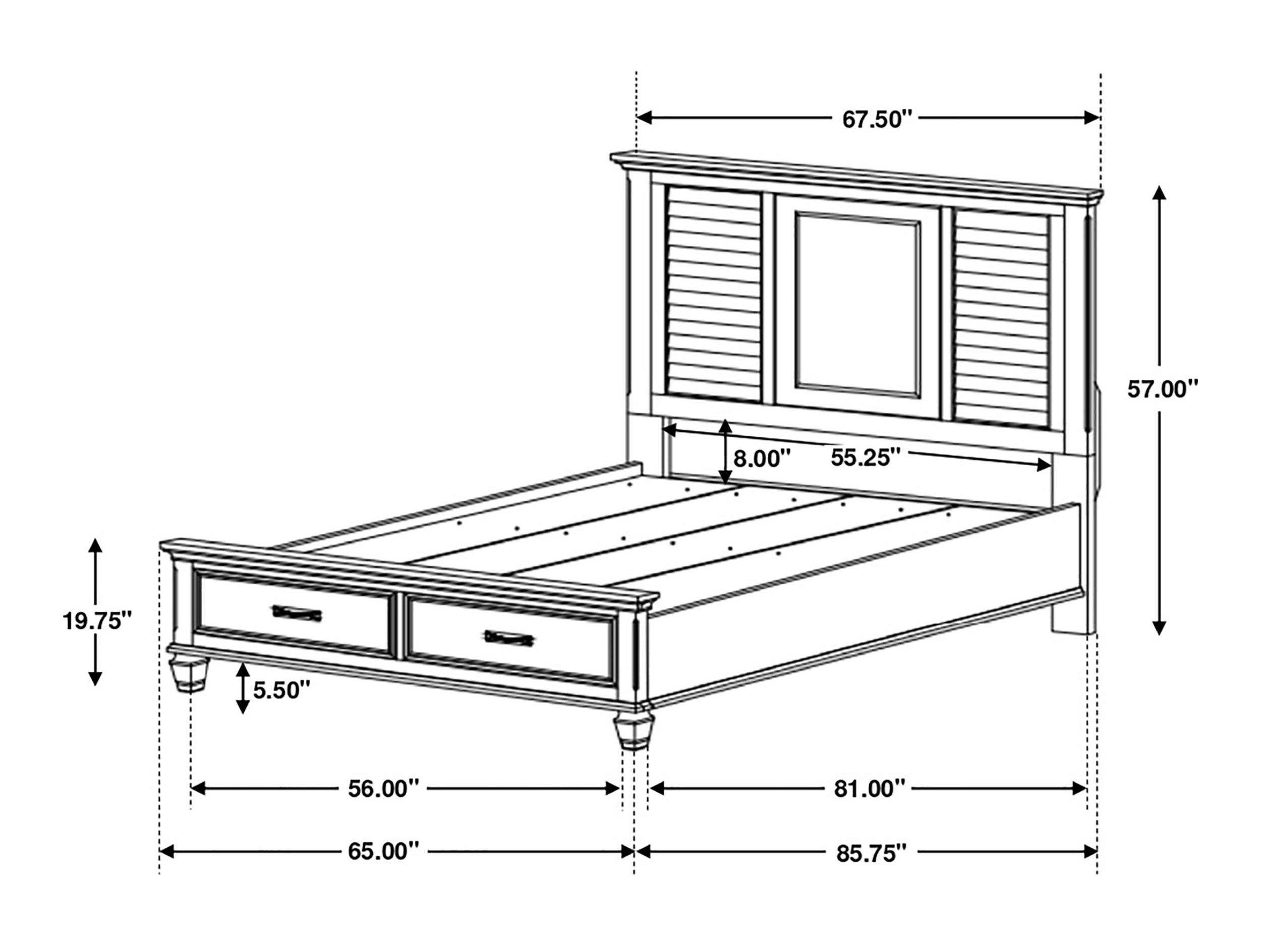 Franco Wood Platform Storage Bed, Queen Size