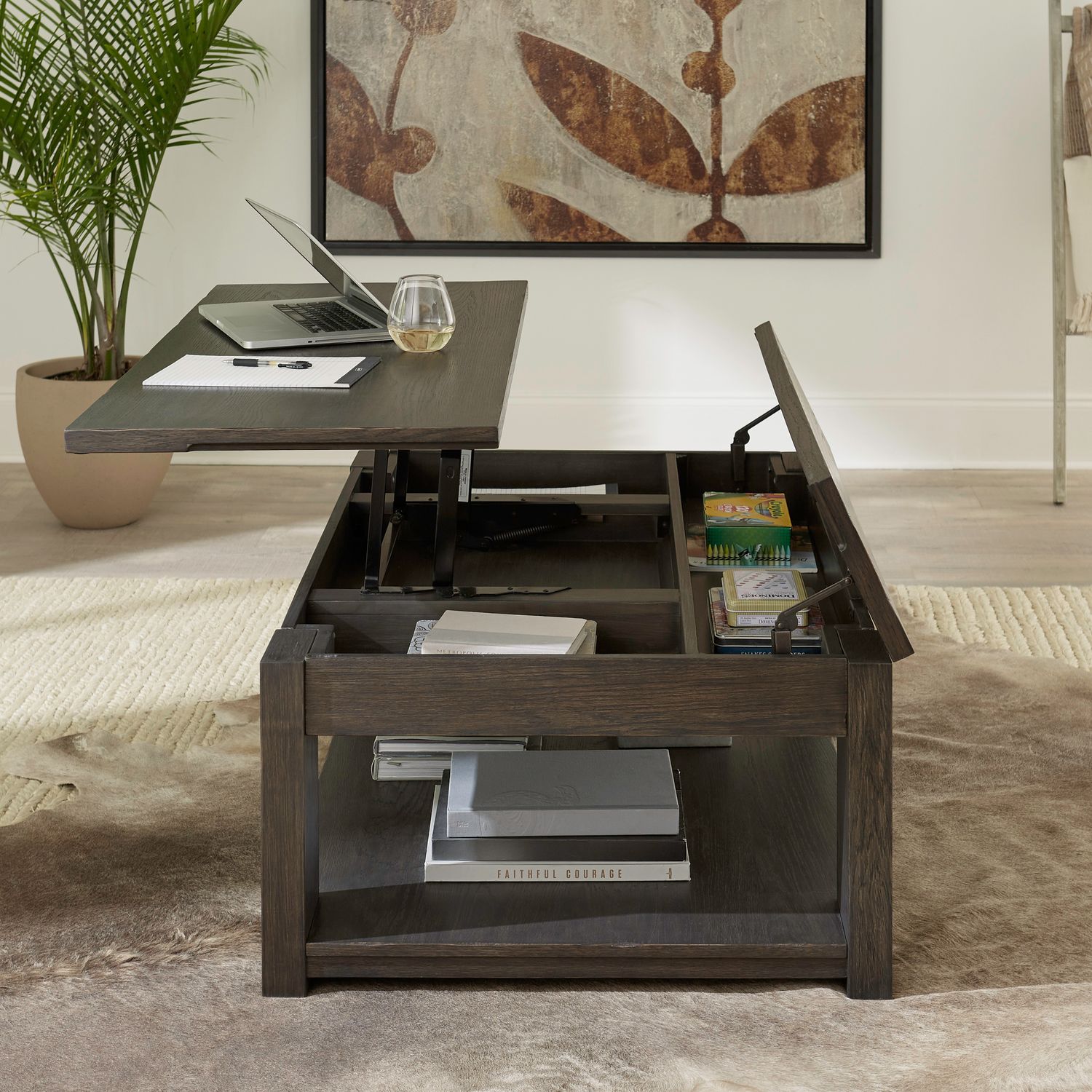 Lennox Hill Rectangular Wood Lift Top Cocktail Table