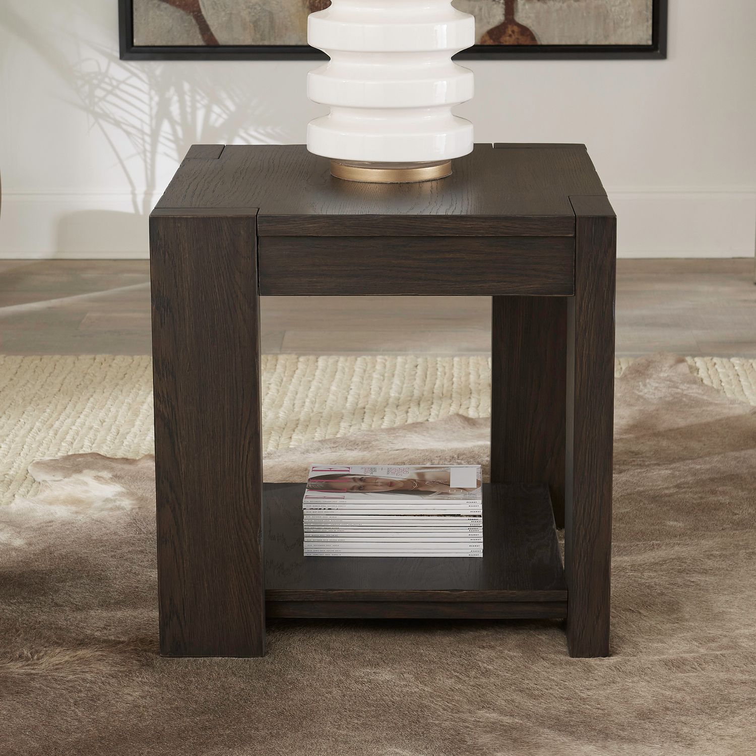 Lennox Hill Oversized Square Coffee Table | Bark Finish