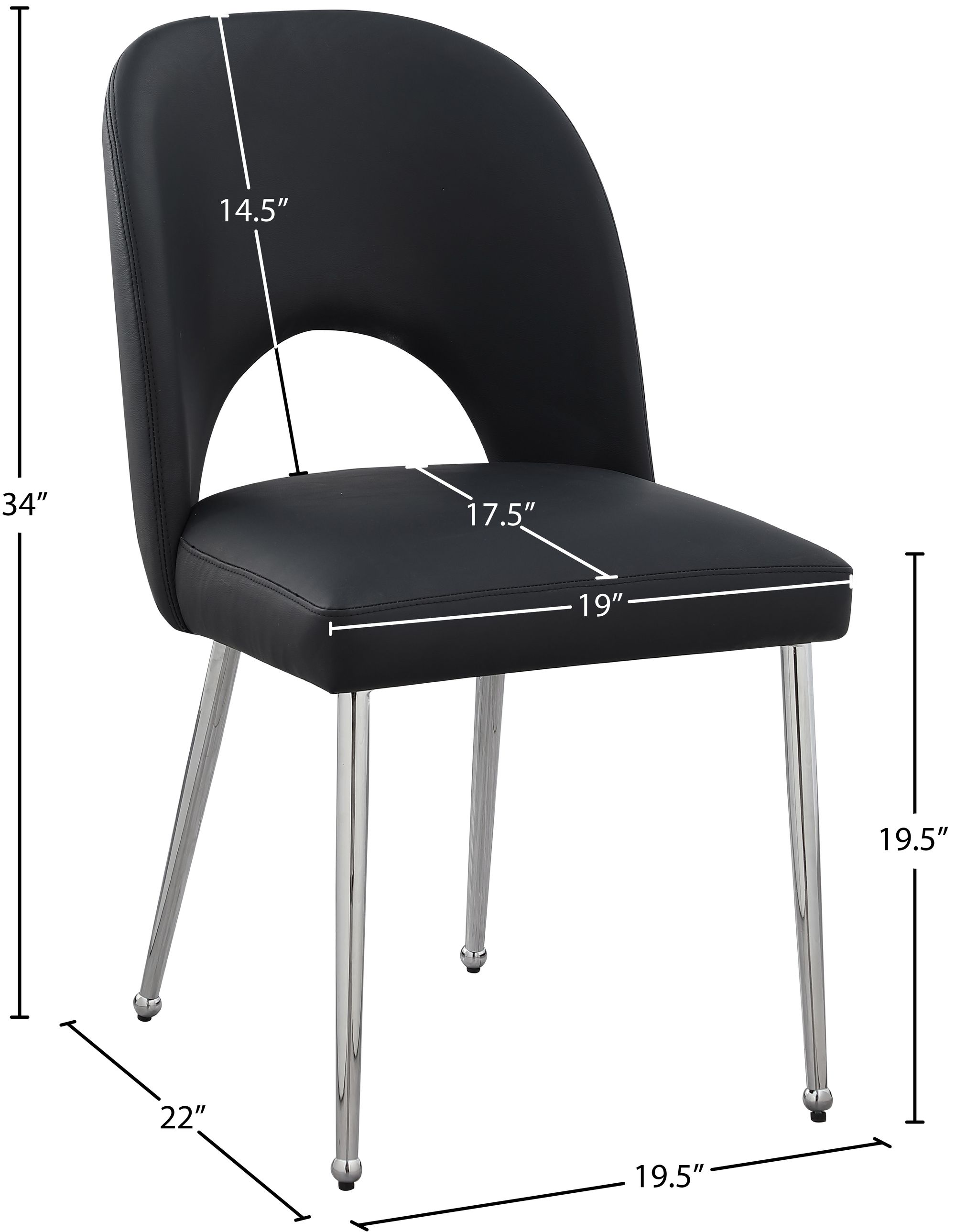 Logan Faux Leather Dining Chair with Chrome Ball Leg Design