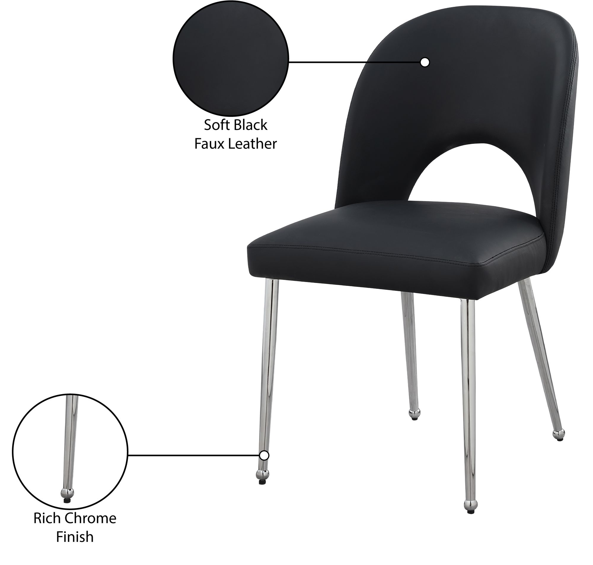 Logan Faux Leather Dining Chair with Chrome Ball Leg Design
