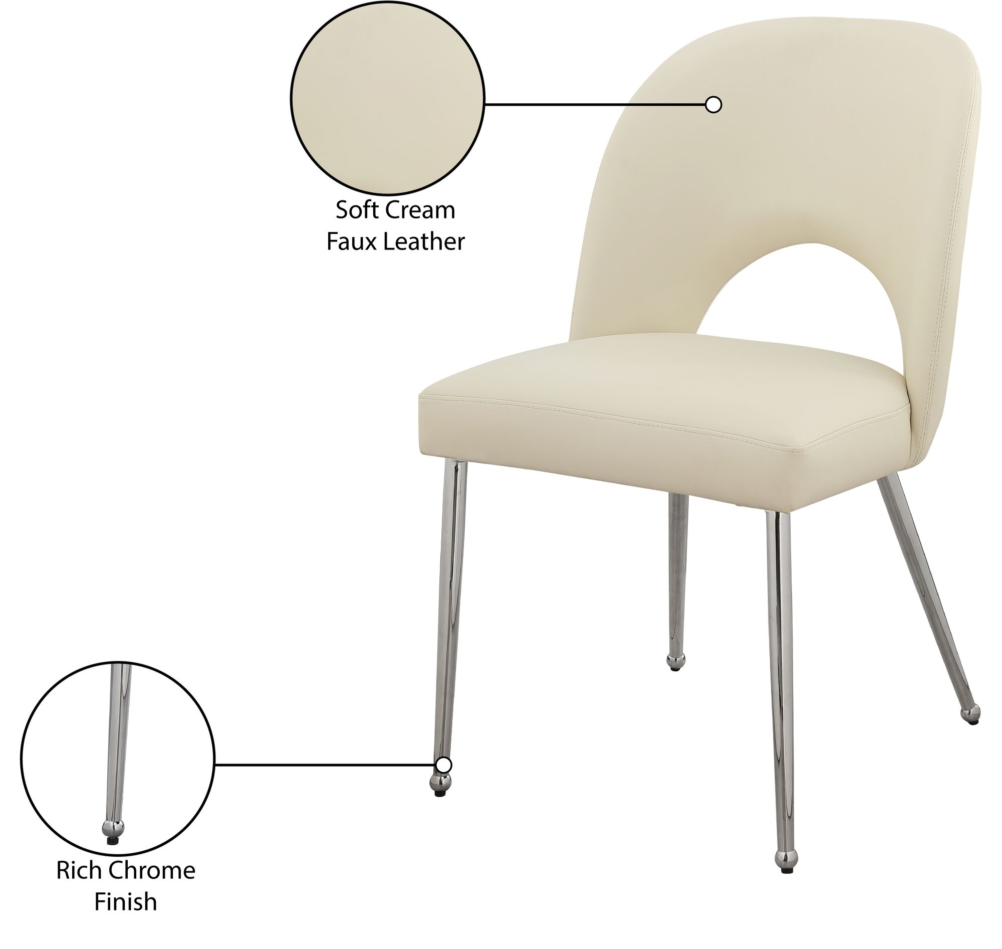 Logan Faux Leather Dining Chair with Chrome Ball Leg Design