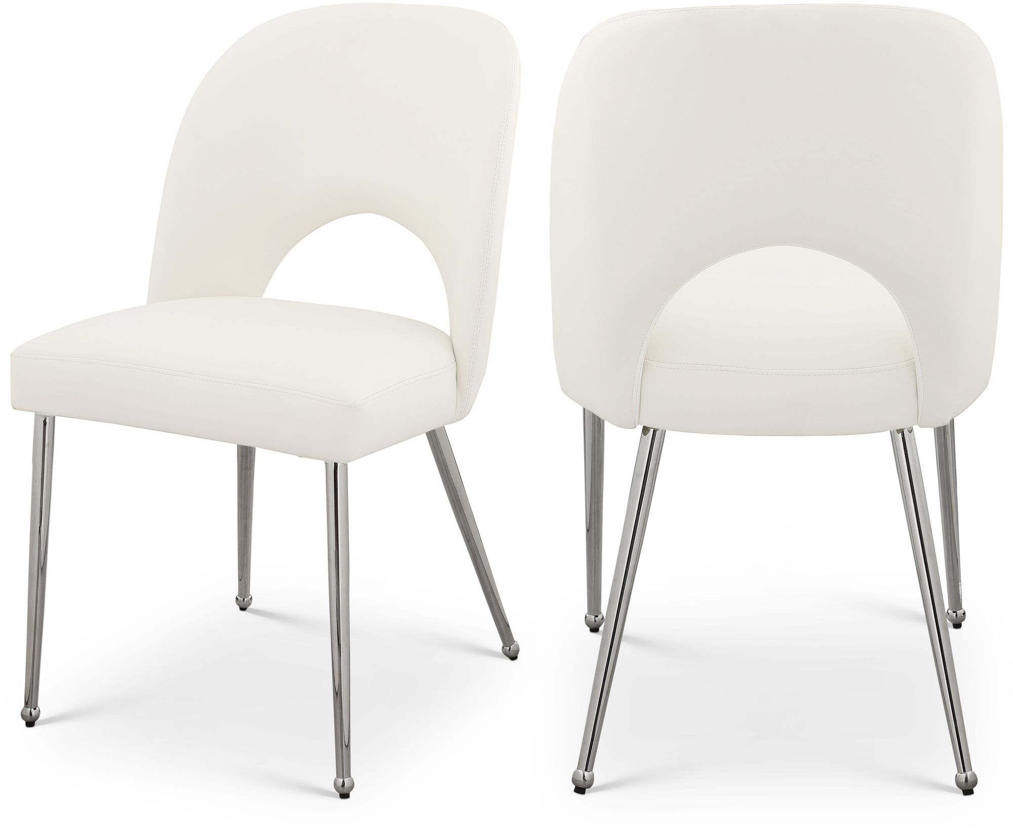 Logan Faux Leather Dining Chair with Chrome Ball Leg Design