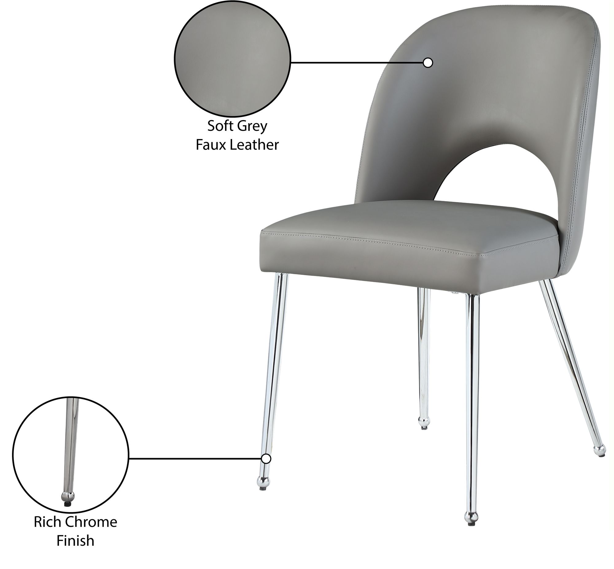 Logan Faux Leather Dining Chair with Chrome Ball Leg Design