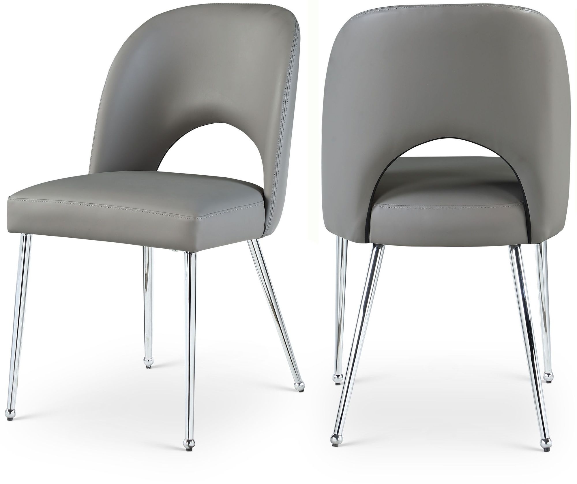 Logan Faux Leather Dining Chair with Chrome Ball Leg Design