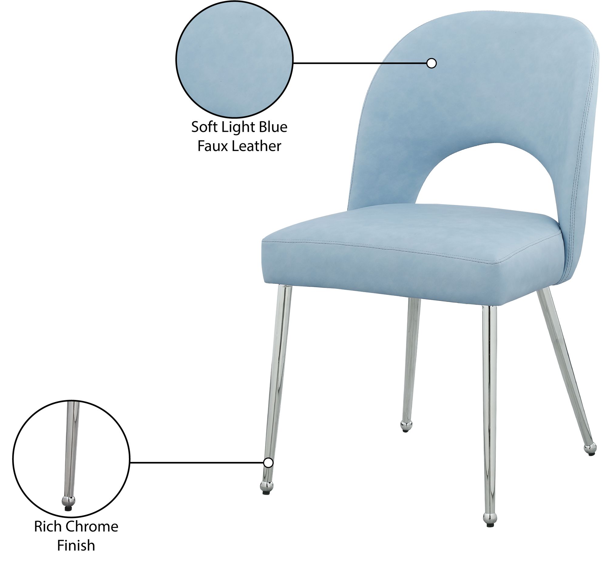 Logan Faux Leather Dining Chair with Chrome Ball Leg Design