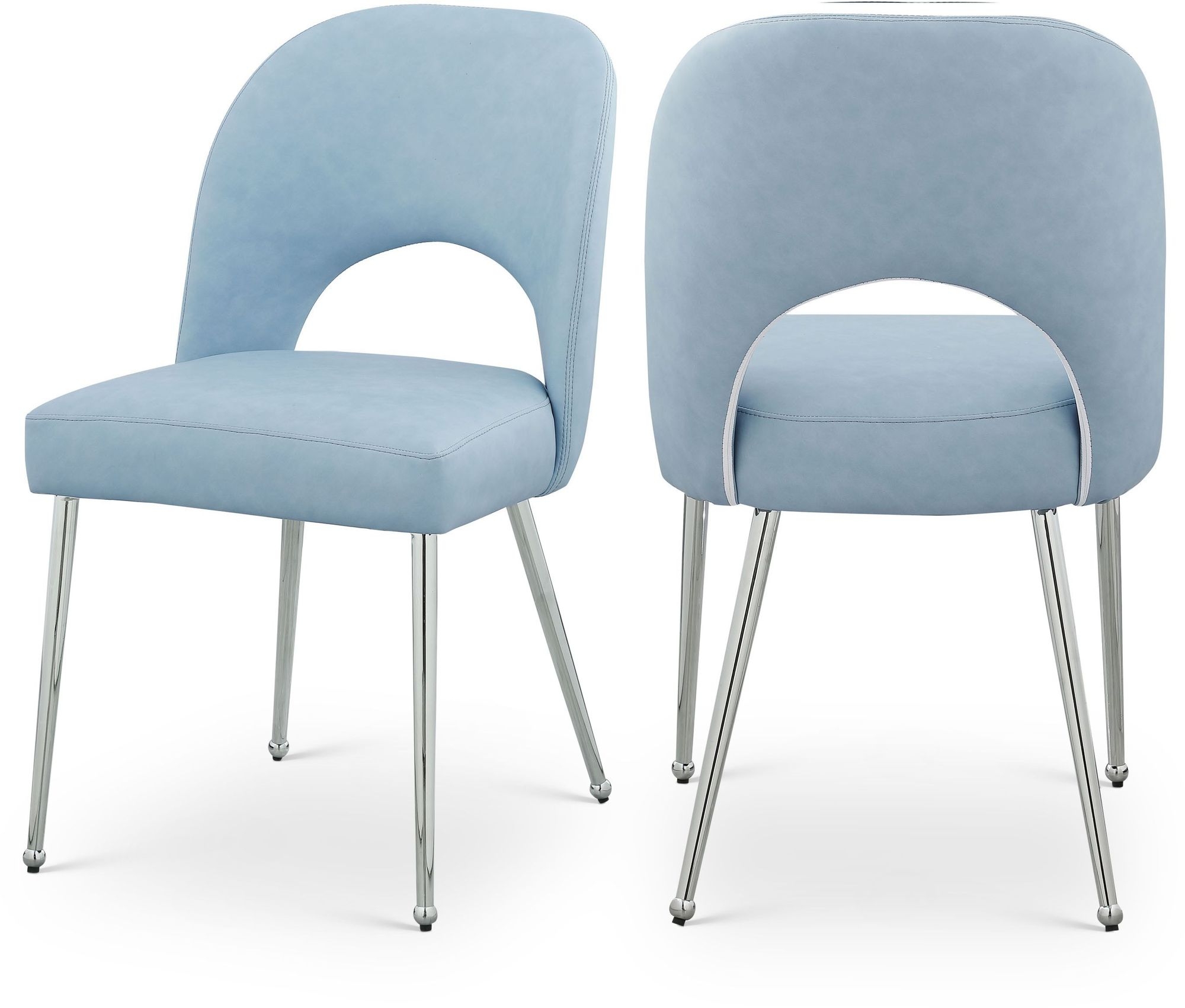 Logan Faux Leather Dining Chair with Chrome Ball Leg Design