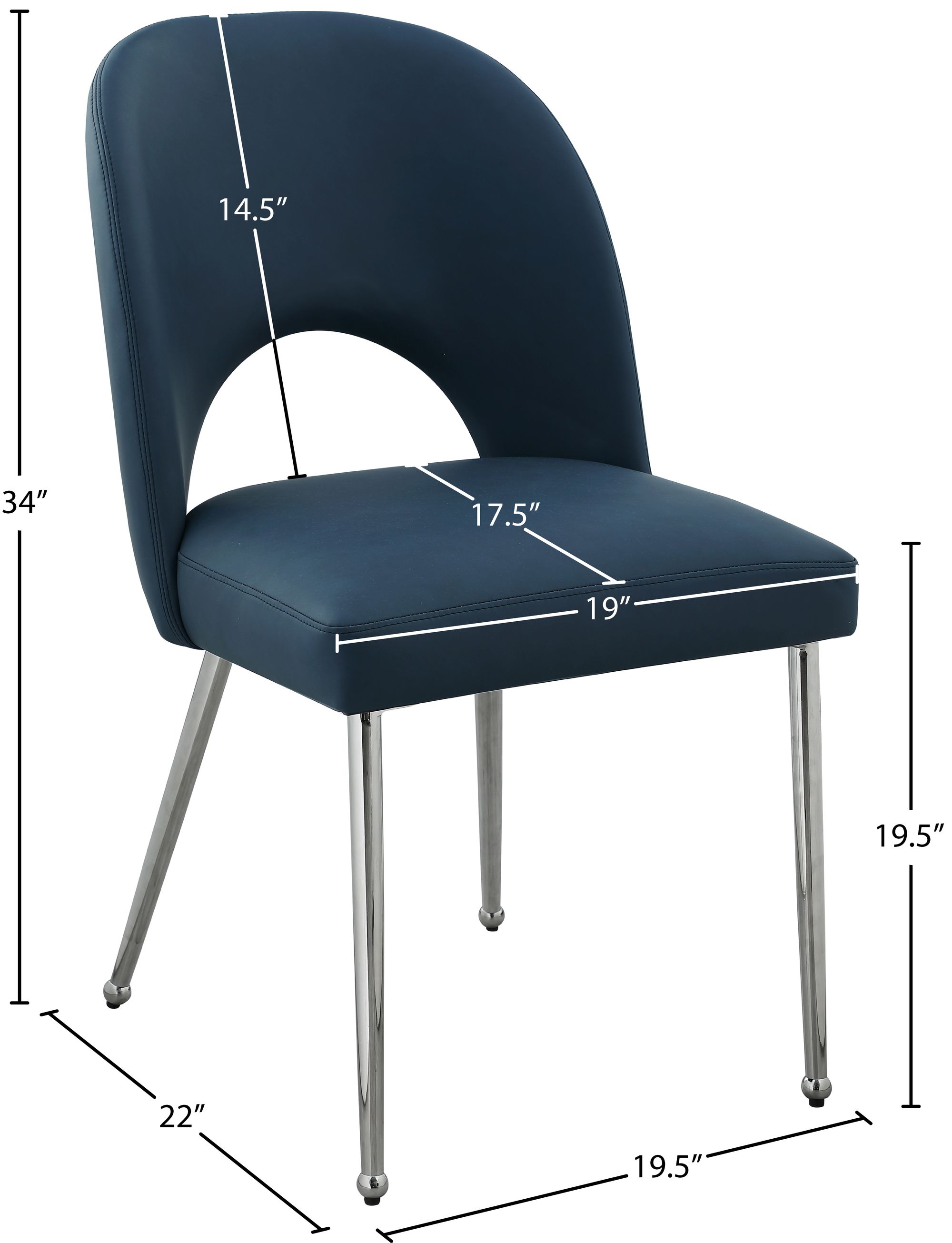 Logan Faux Leather Dining Chair with Chrome Ball Leg Design