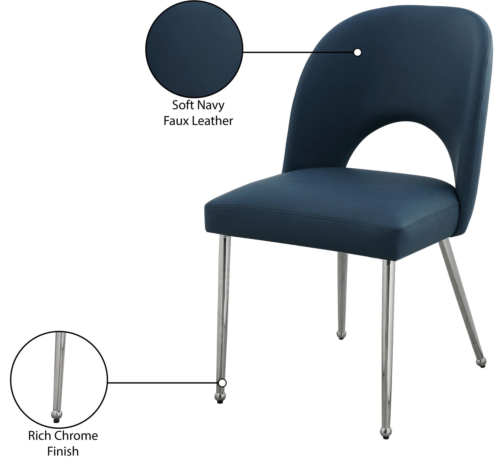 Logan Faux Leather Dining Chair with Chrome Ball Leg Design