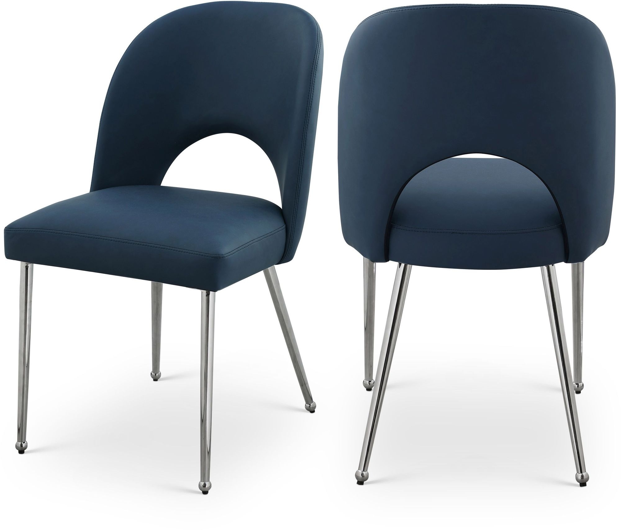 Logan Faux Leather Dining Chair with Chrome Ball Leg Design