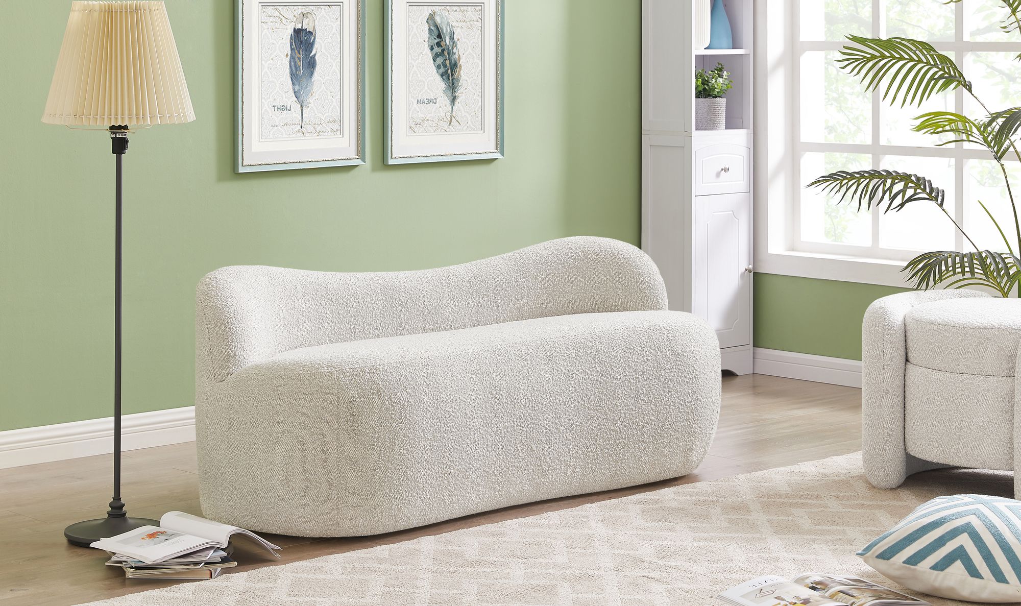 Flair Boucle Fabric Bench