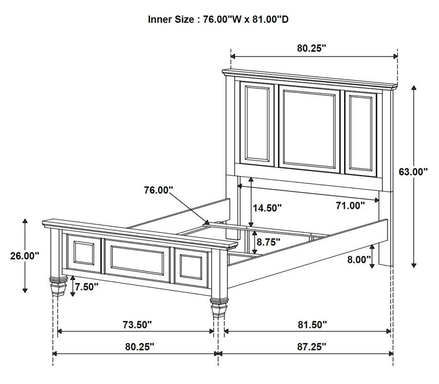 Sandy Beach Panel Bed w/High Headboard, Eastern King Size