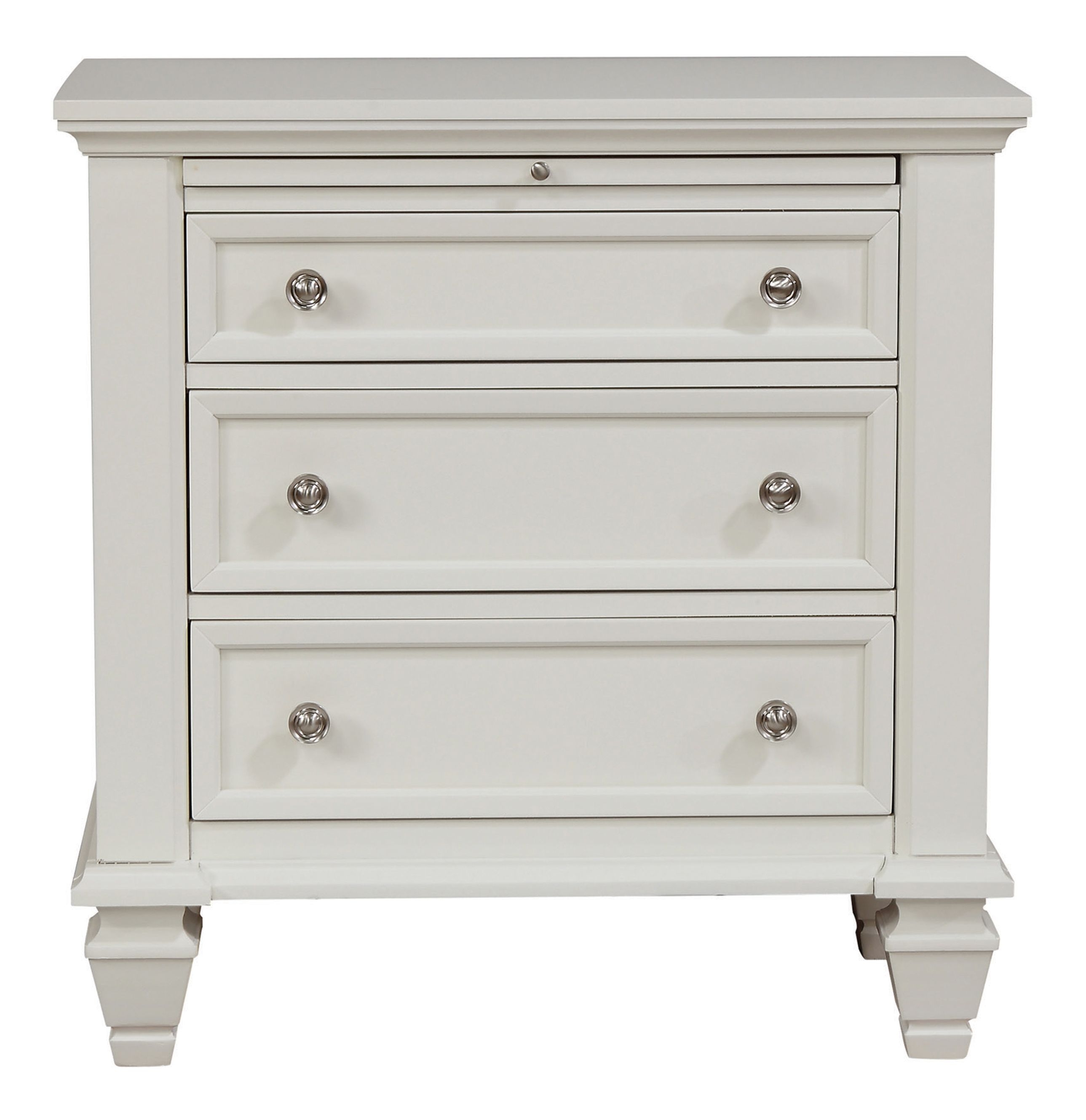 Sandy Beach Wood Nightstand w/3 Drawers