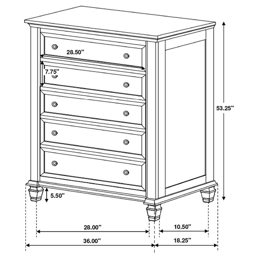 Sandy Beach Wood Chest w/5 Drawers