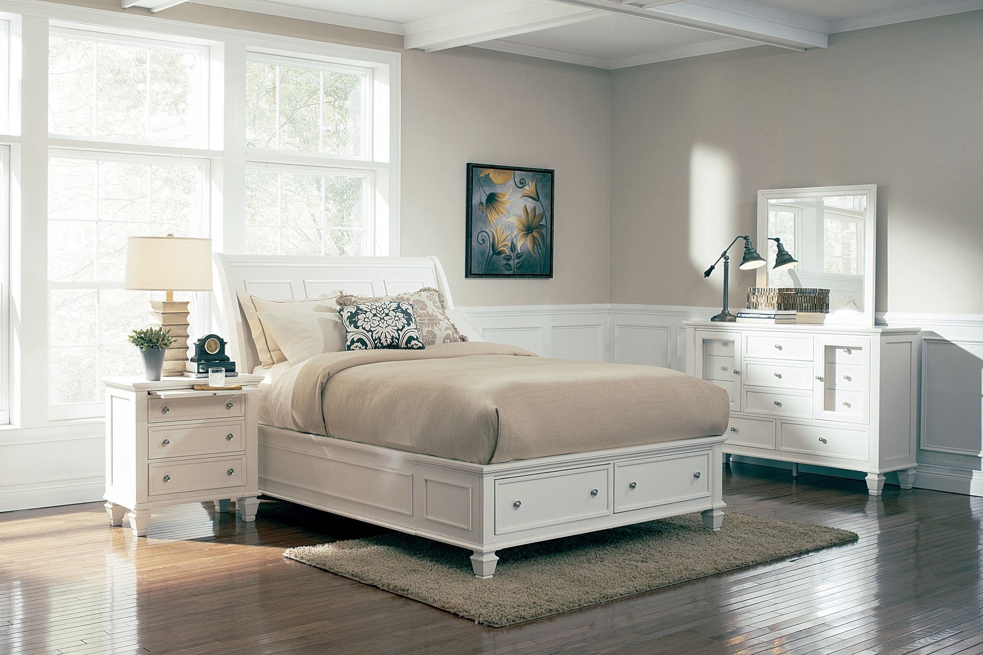 Sandy Beach Storage Sleigh Bed, Queen Size