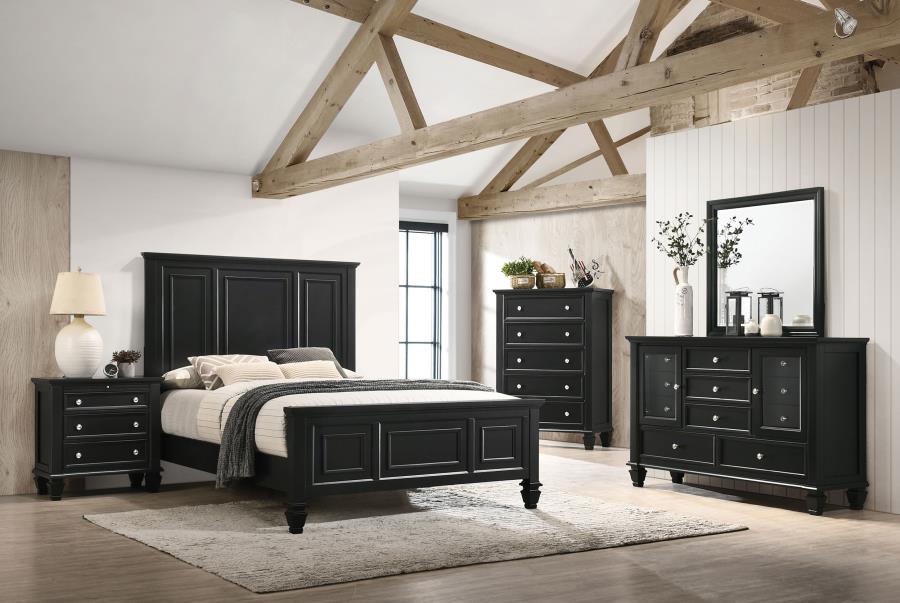 Sandy Beach Wood Panel Bedroom Set w/High Headboard